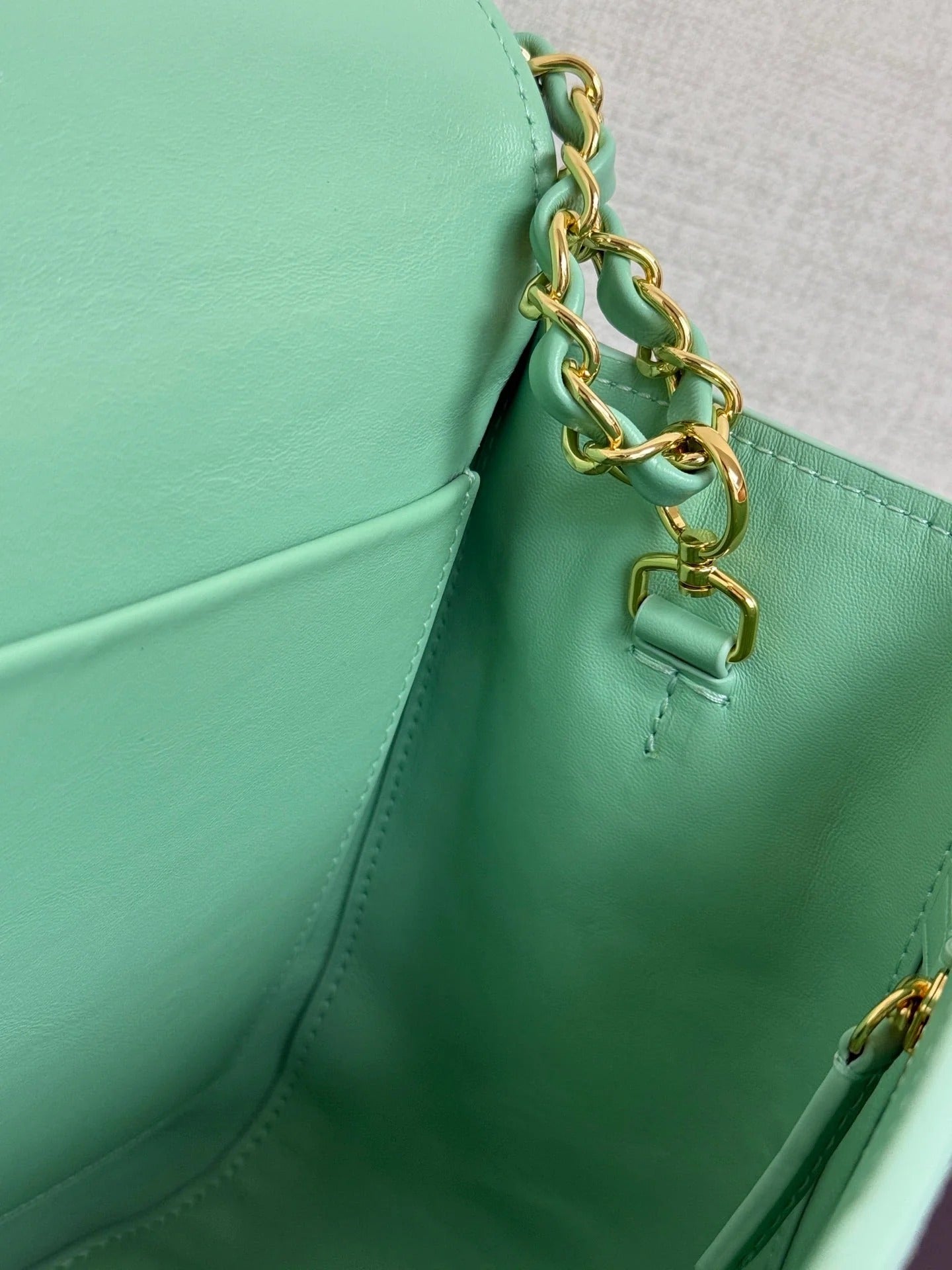 CC 2026 Flap Bag 34cm Mint Green Suede Leather