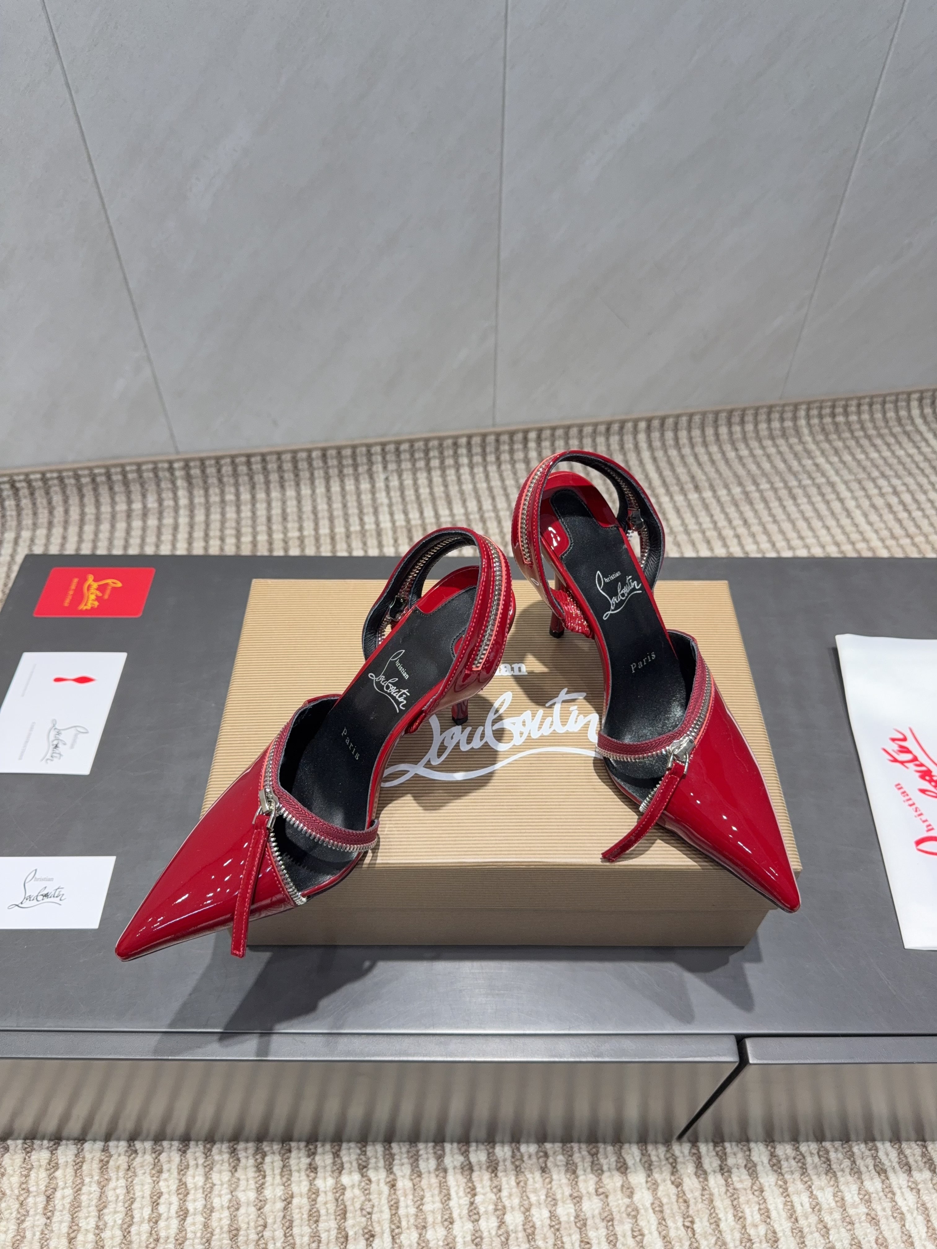 CL 2026 Slingback With Zipper Details 100mm Red Patent Leather 613789