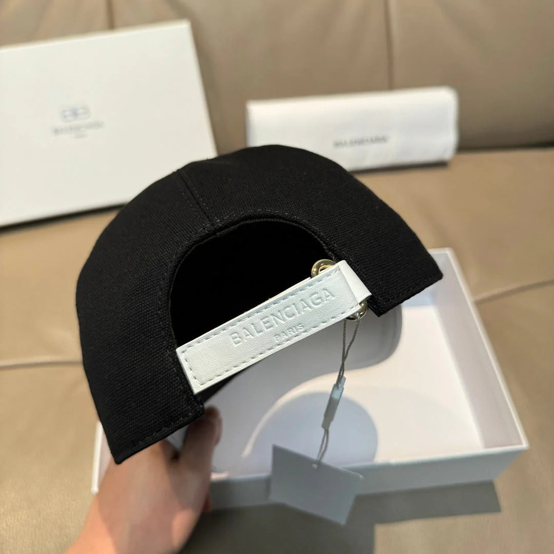 Balenciaga Baseball Cap Black White Cotton 323703