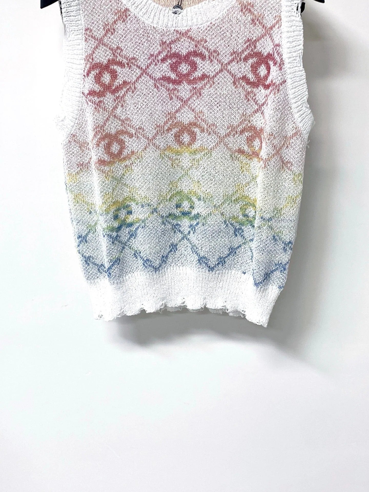 Chanel 2026 White And Multicolored Knit Tank Top Wool 439844