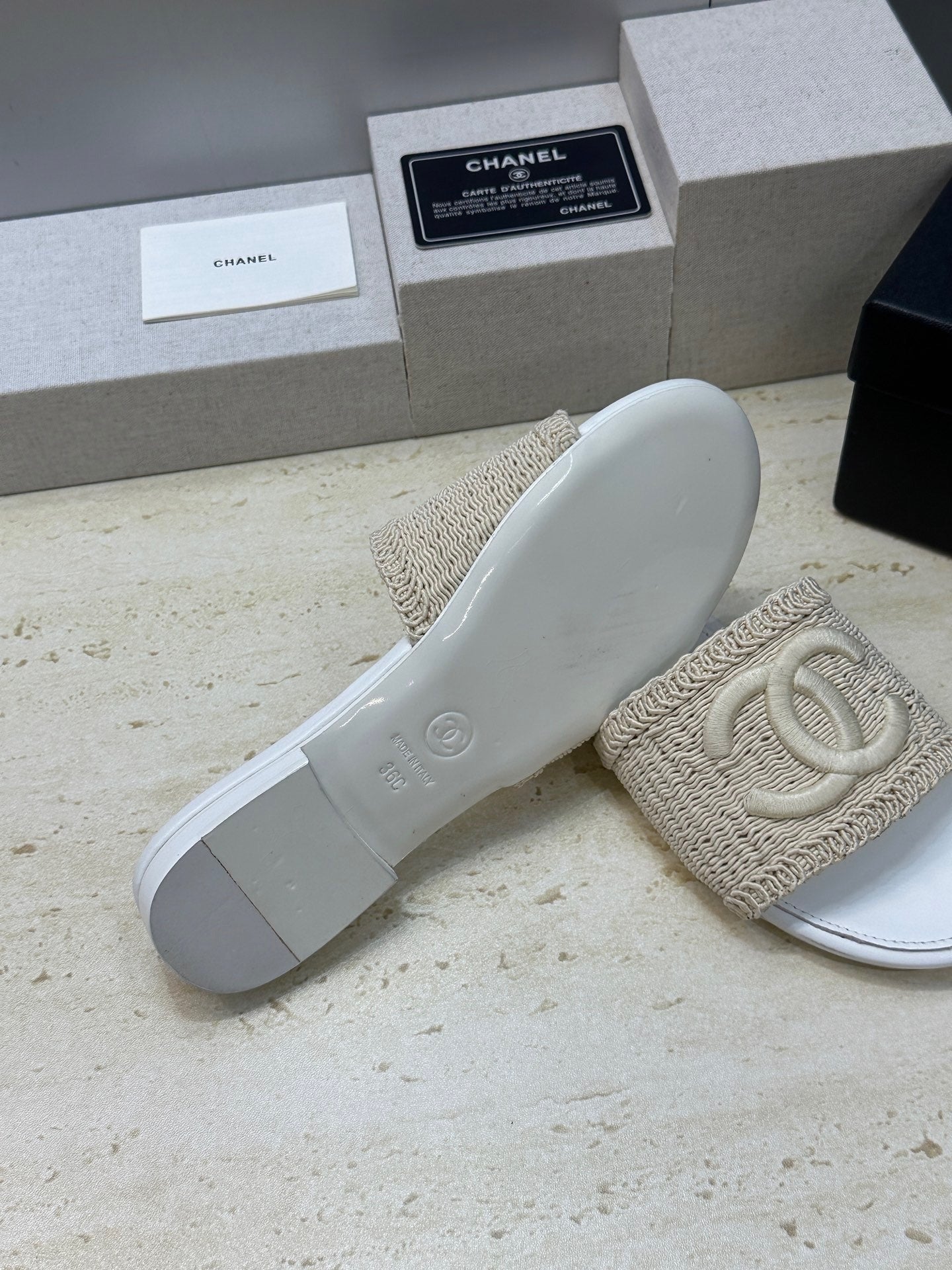 Chanel 2026 Double C Letter Slipper Woven Leather 787171