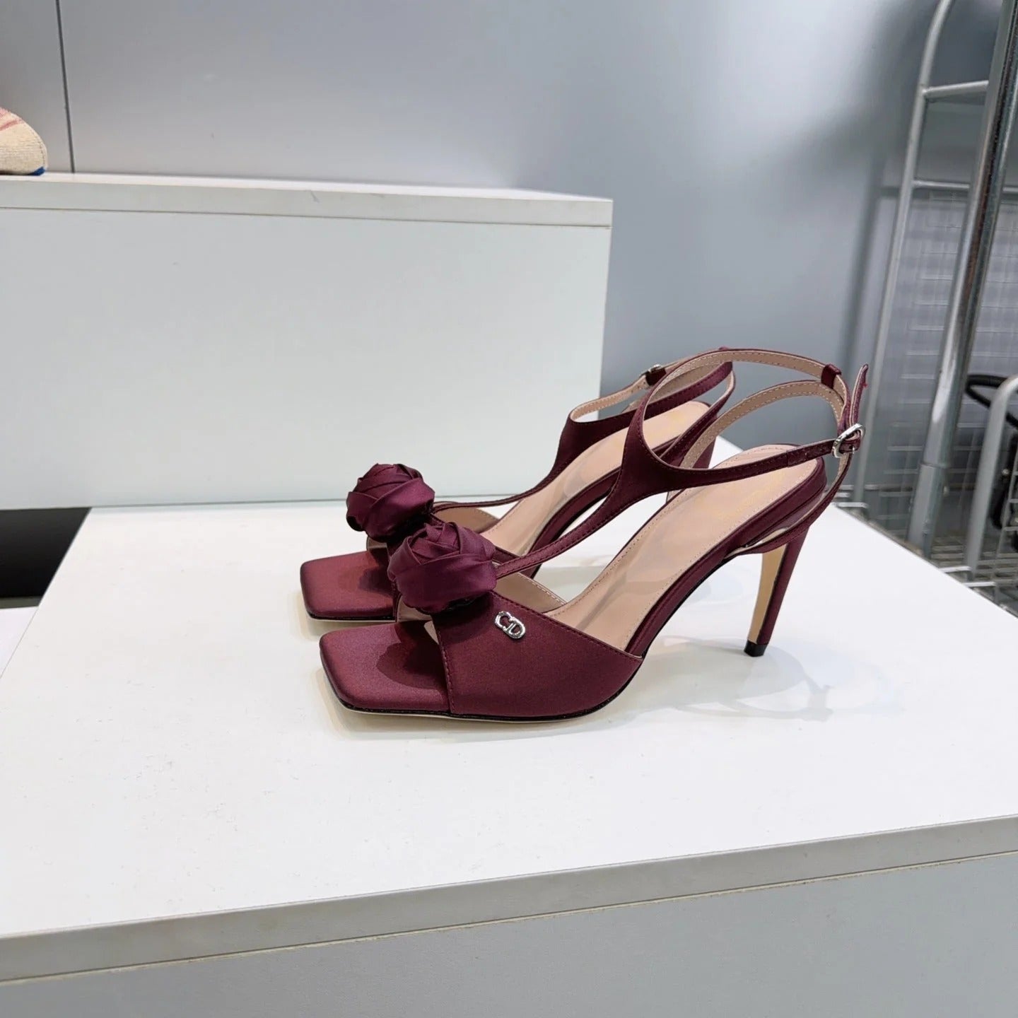CD 2026 Rose Sandal 95mm Satin Leather 843018