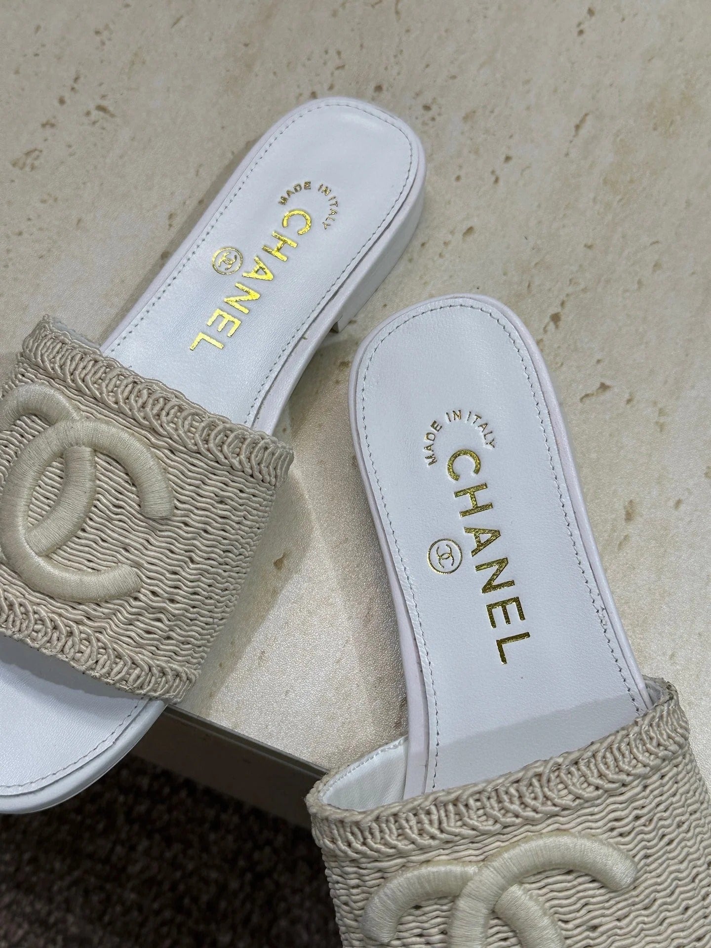 Chanel 2026 Double C Letter Slipper Woven Leather 787171