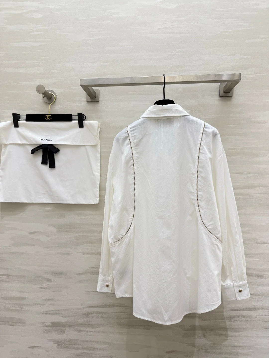 Chanel 2026 Brown Logo Shirt White Cotton 392417
