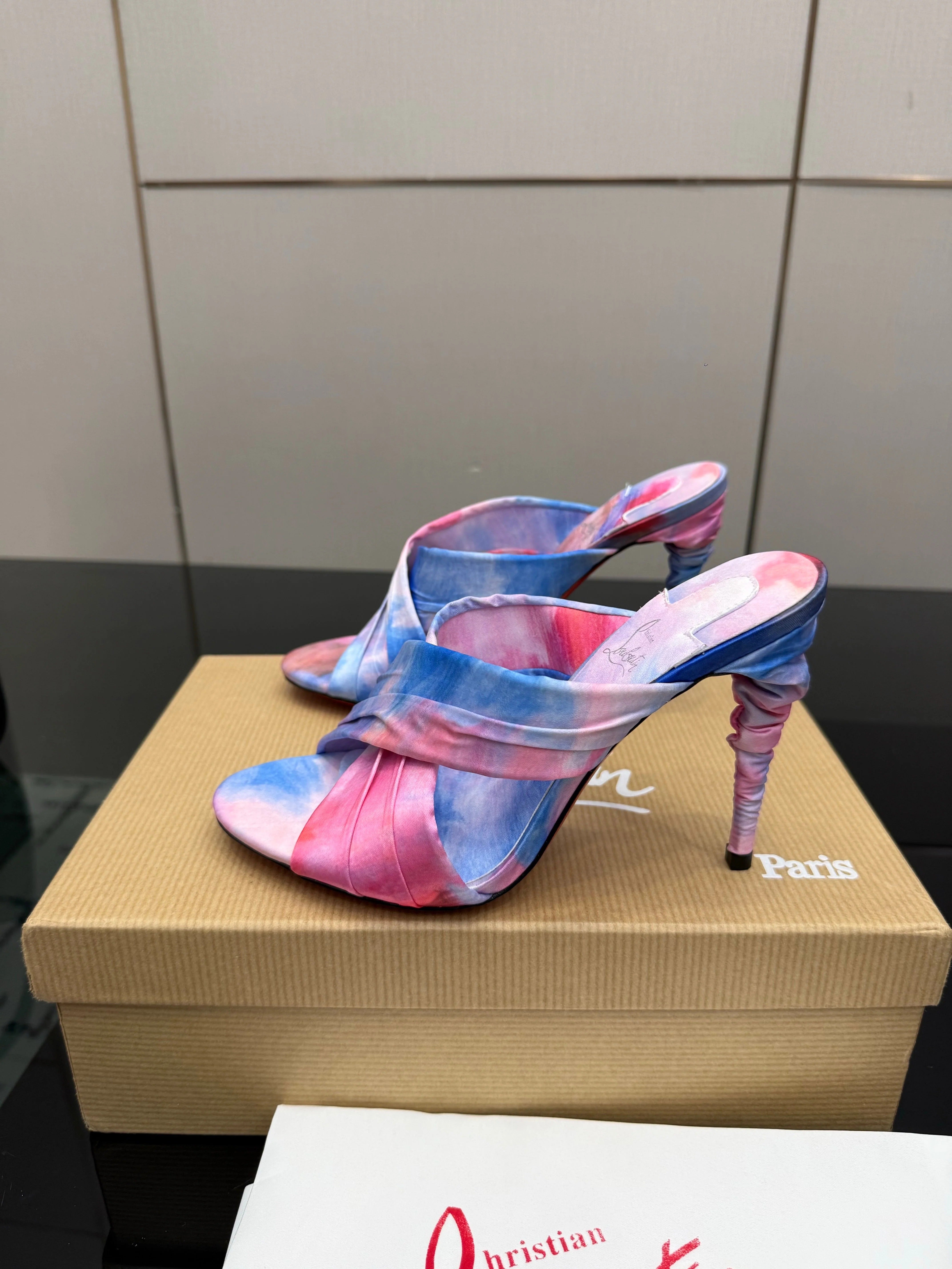 Christian Louboutin 2026 Hight Heels Sandals 100mm Silk Printed Design 791547