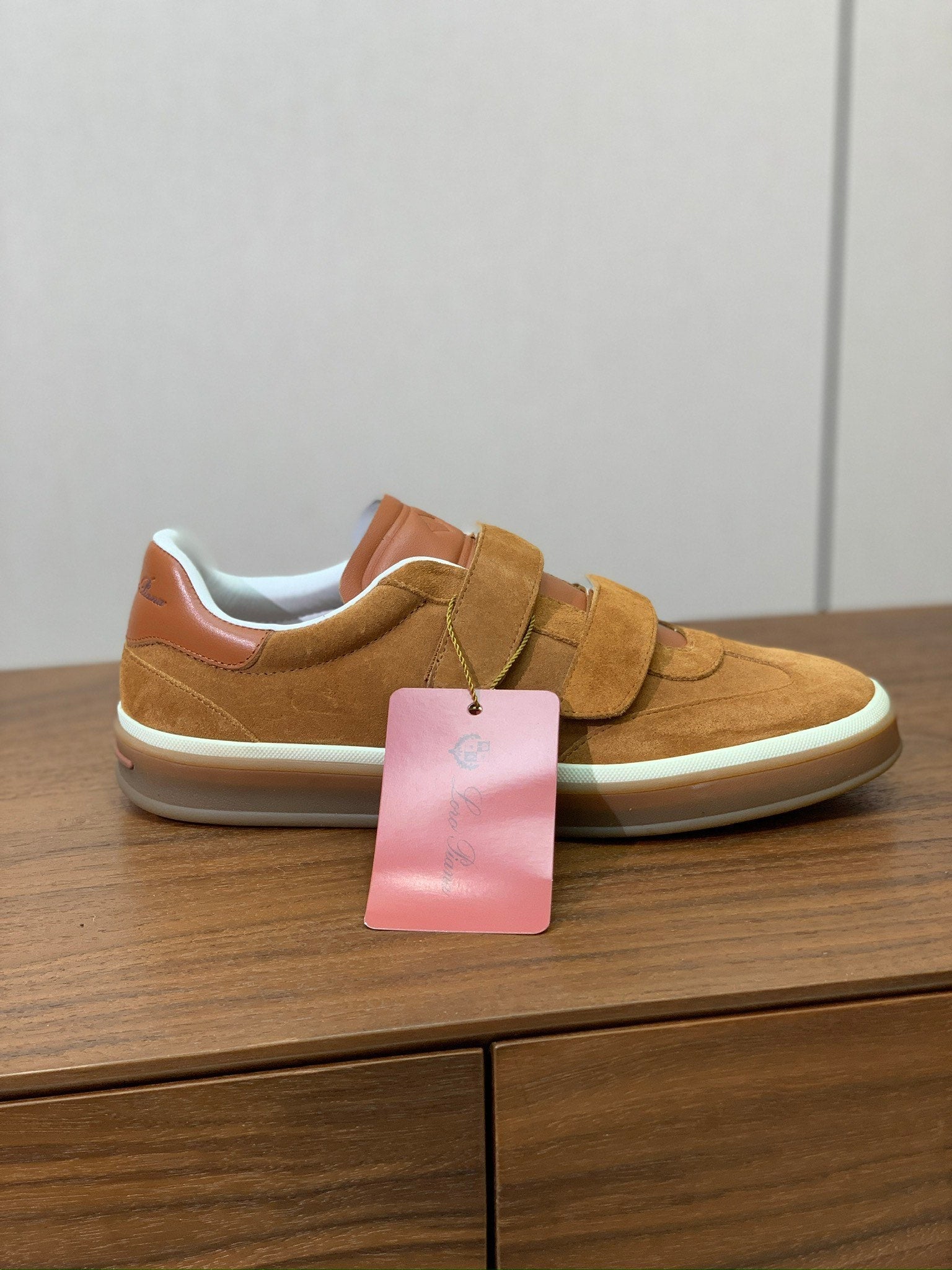 LP 26SS Velcro-strap Men Sneaker Camel Suede Leather 606507