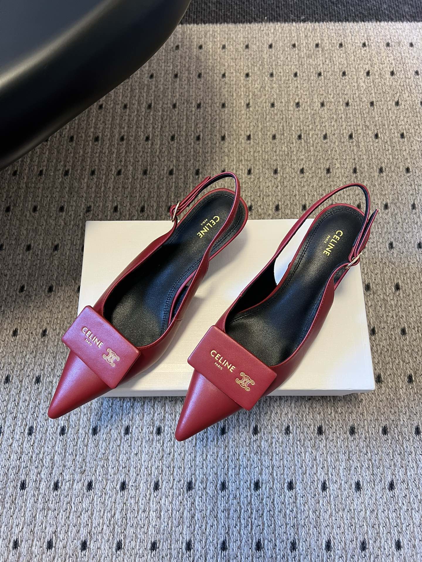 Celine 26 Pointed-Toe Slingback Red Sheepskin 619635