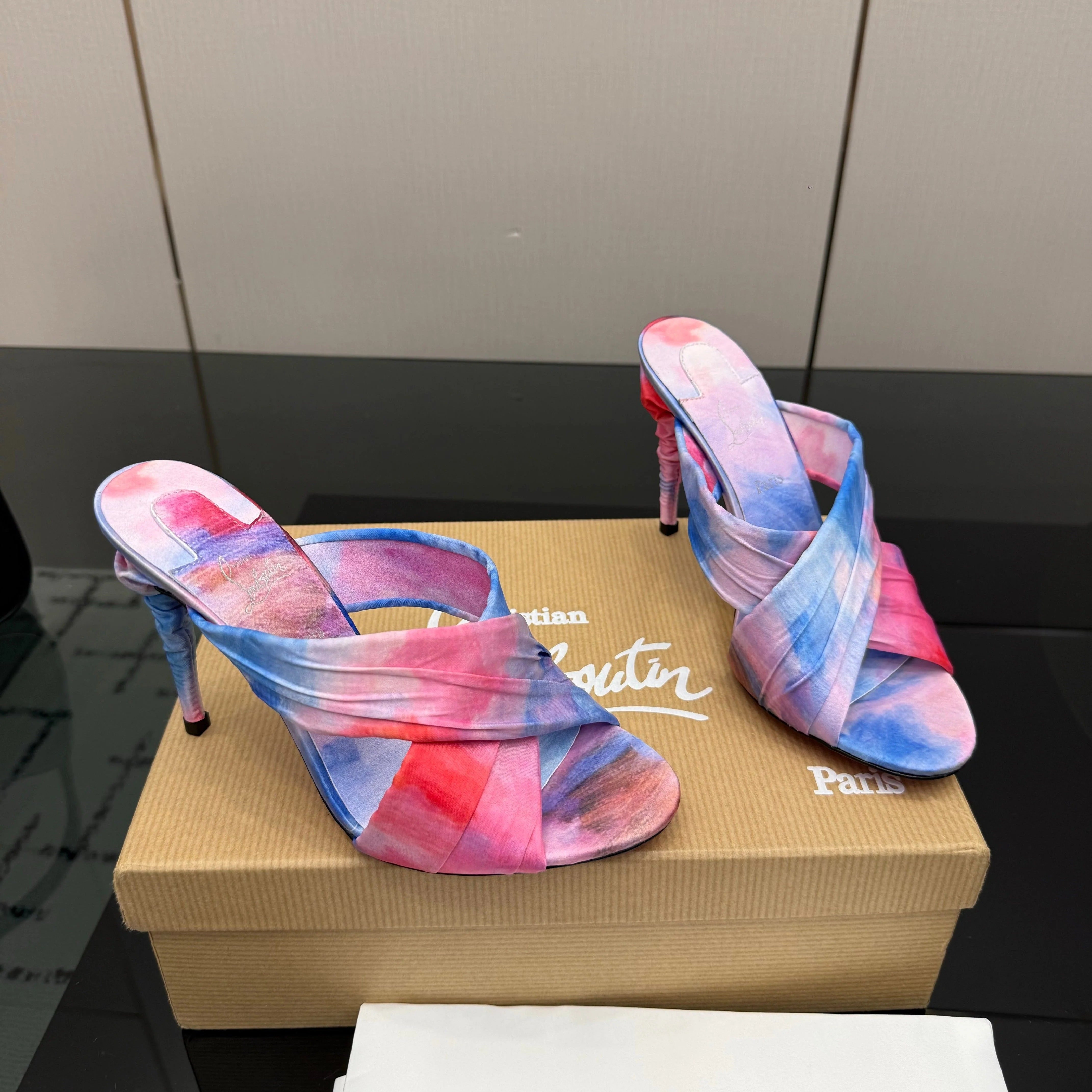 Christian Louboutin 2026 Hight Heels Sandals 100mm Silk Printed Design 791547