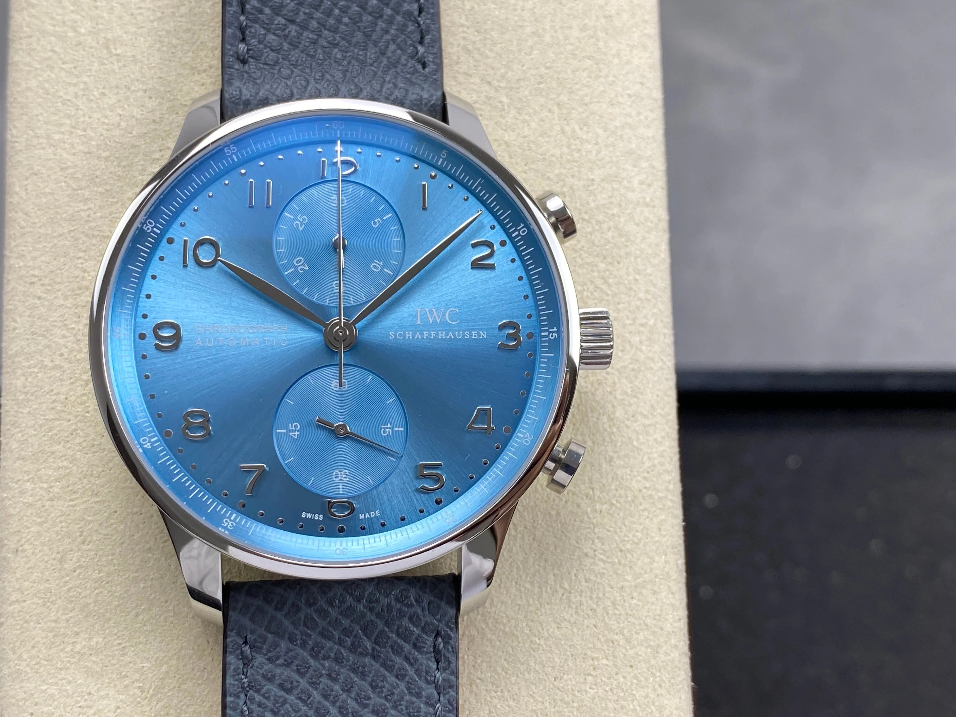 IWC Portuguese 41mm Blue Dial Steel Case Leather Strap