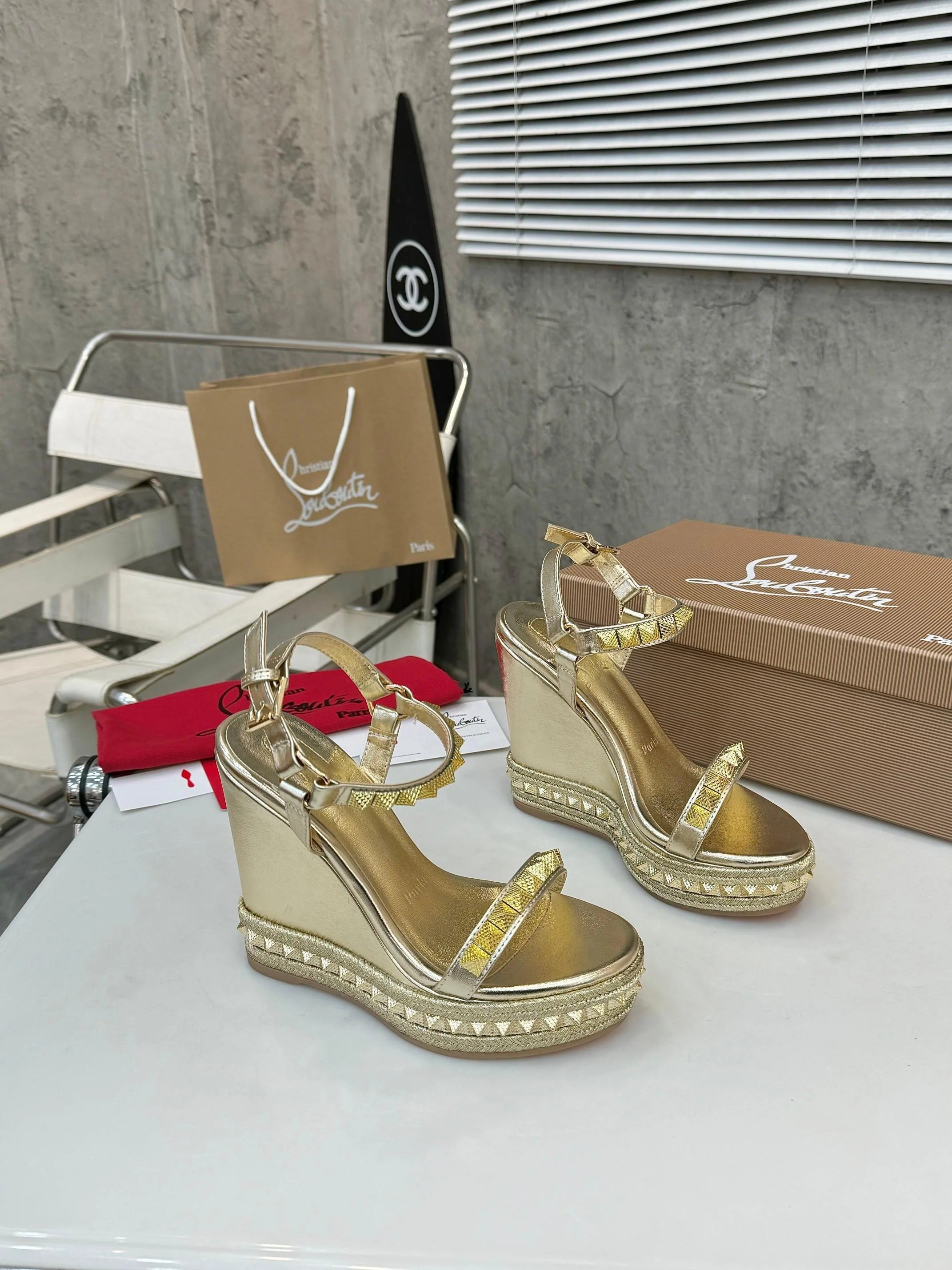 Christian Louboutin 2026 Nappa Mica Pyraclou 110 Wedge Sandals Leather 784235