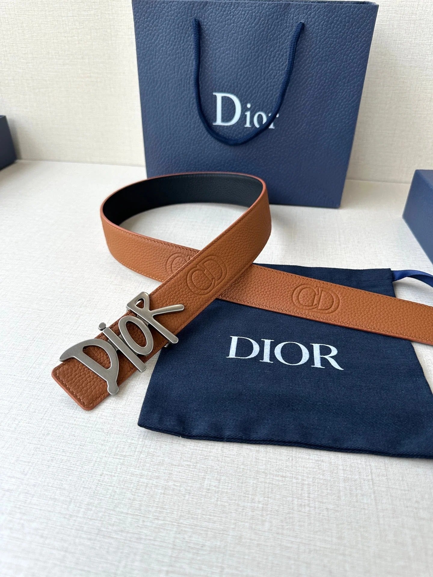 Dior 2026 Shawn Stussy Reversible Belt 35mm Calfskin