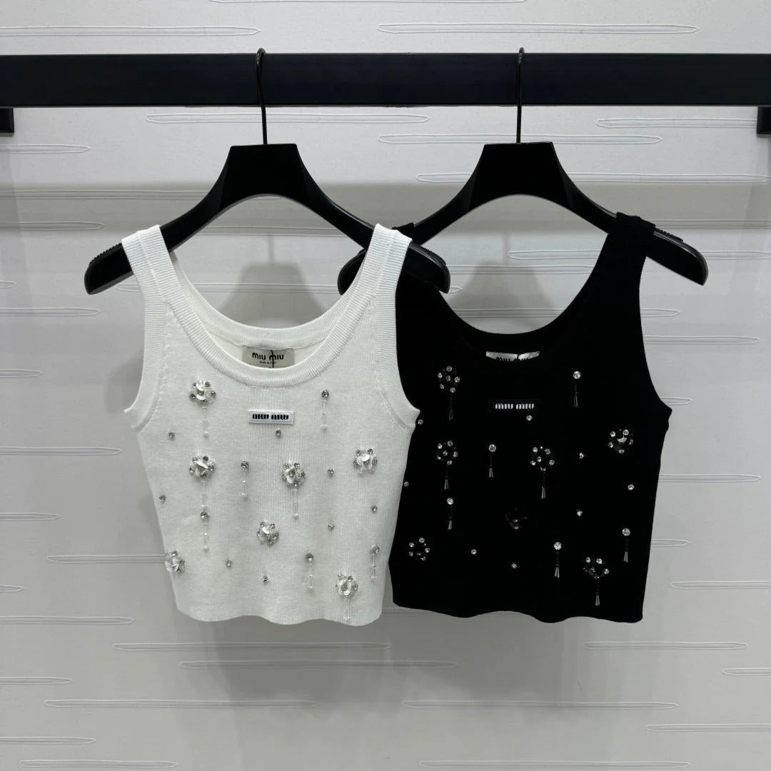 MIUMIU EMBELLISHED KNIT TOP 269491
