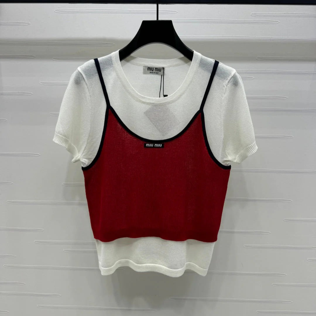 MIU 25S 2 PIECE KNITTED TOP WITH STRAPS 264130
