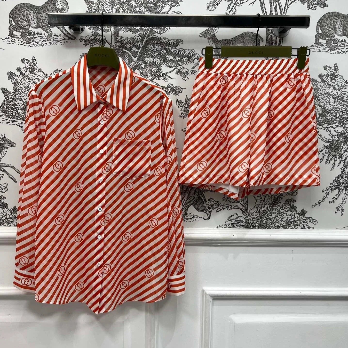 GUCCI LONG SLEEVE SHIRT AND SHORTS SET 268768