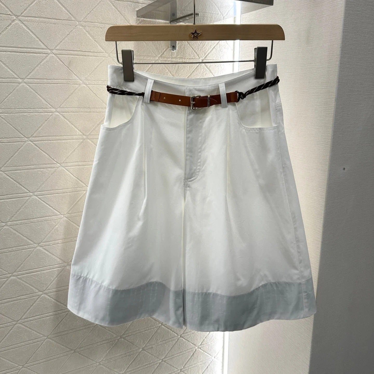 MIUMIU HIGH-WAISTED PLAID BERMUDA SHORTS 276622