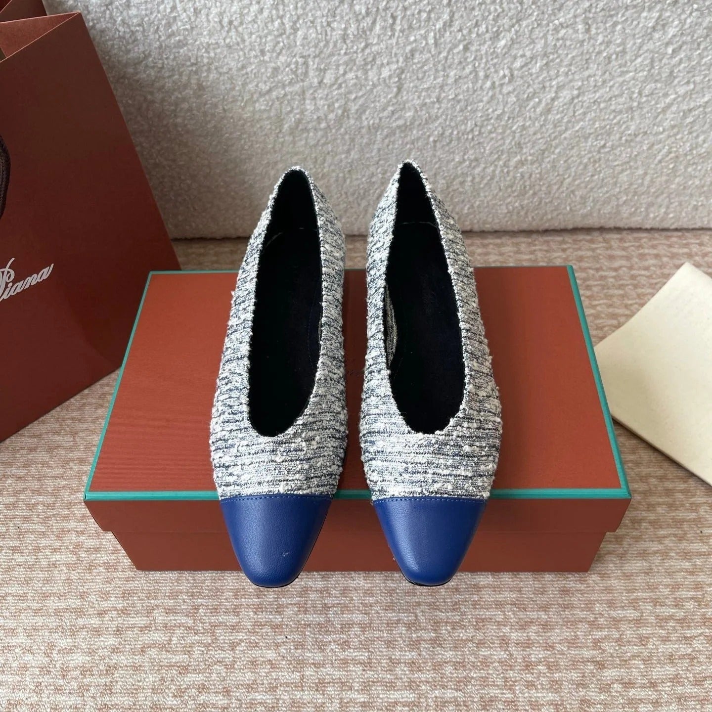 BALLET IN BLUE TWEED MIX LAMBSKIN
