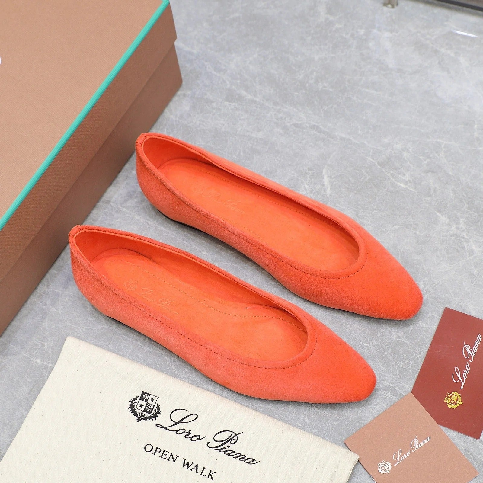 Classic Ballet Shoes In Orange Suede