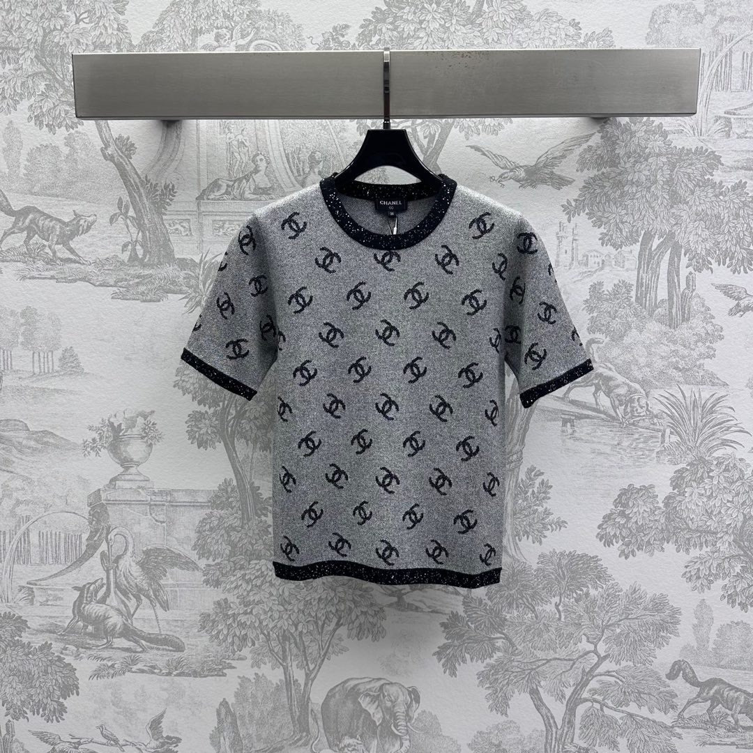 CHANEL GREY SHORT-SLEEVE TOP 263677