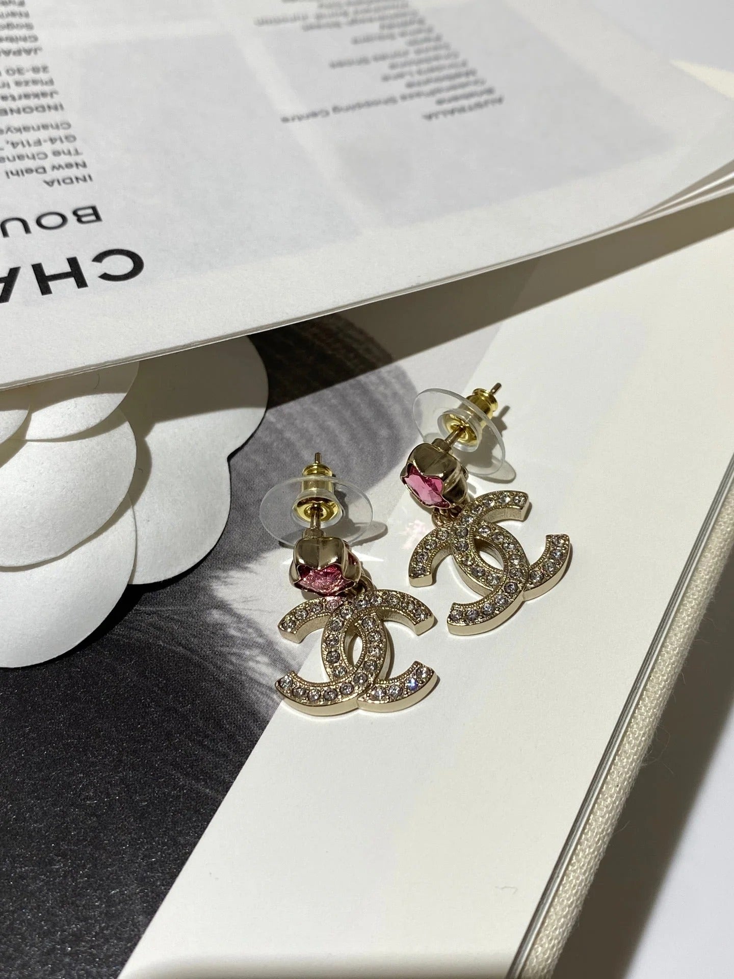 CC Pink Star Gold Diamond Earrings