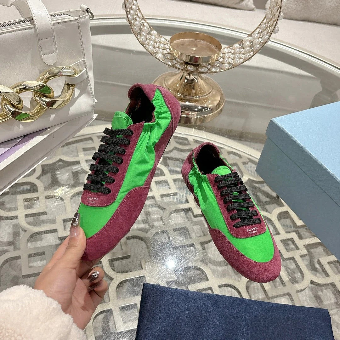 PRA 26S Casual Sneaker Burgundy Green Canvas Suede 625957