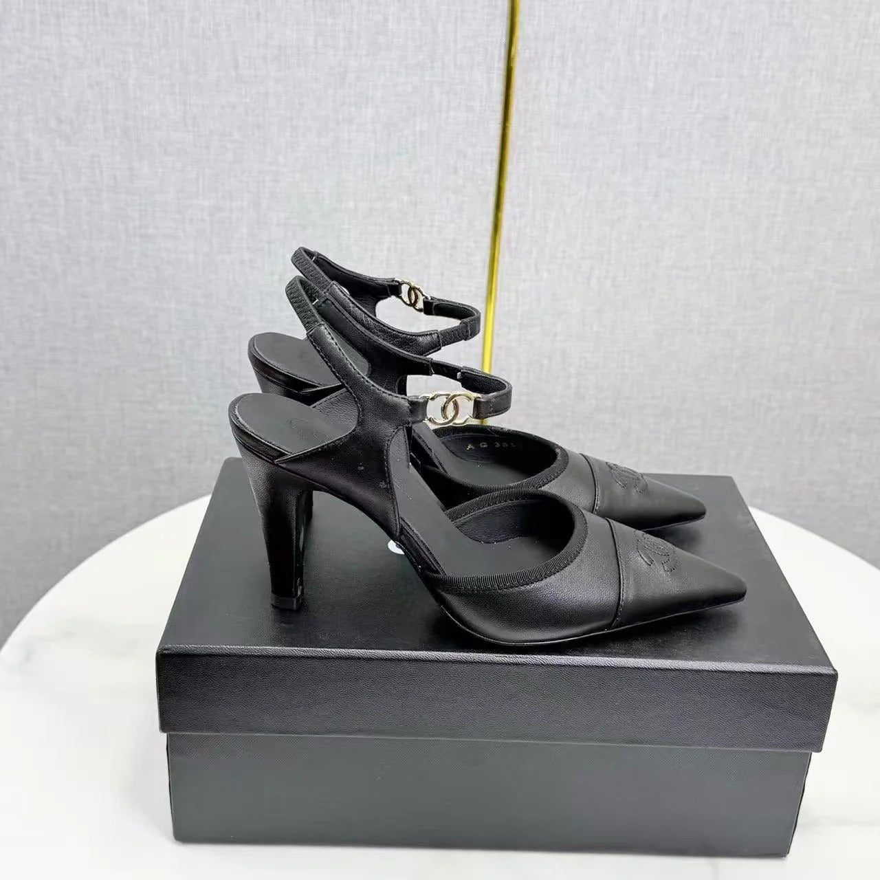 Chanel 2026 Heel Slingback Black Lambskin