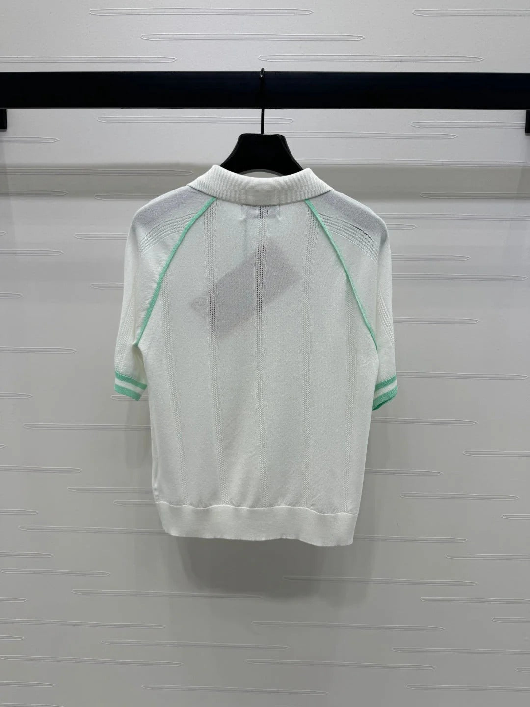 MIU 25S ROUND NECK STRIPED KNIT RAGLAN SHORT SLEEVES 264108
