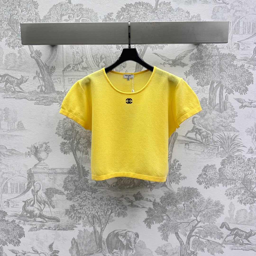 CHANEL CREW NECK SHORT-SLEEVE KNIT TOP 263666