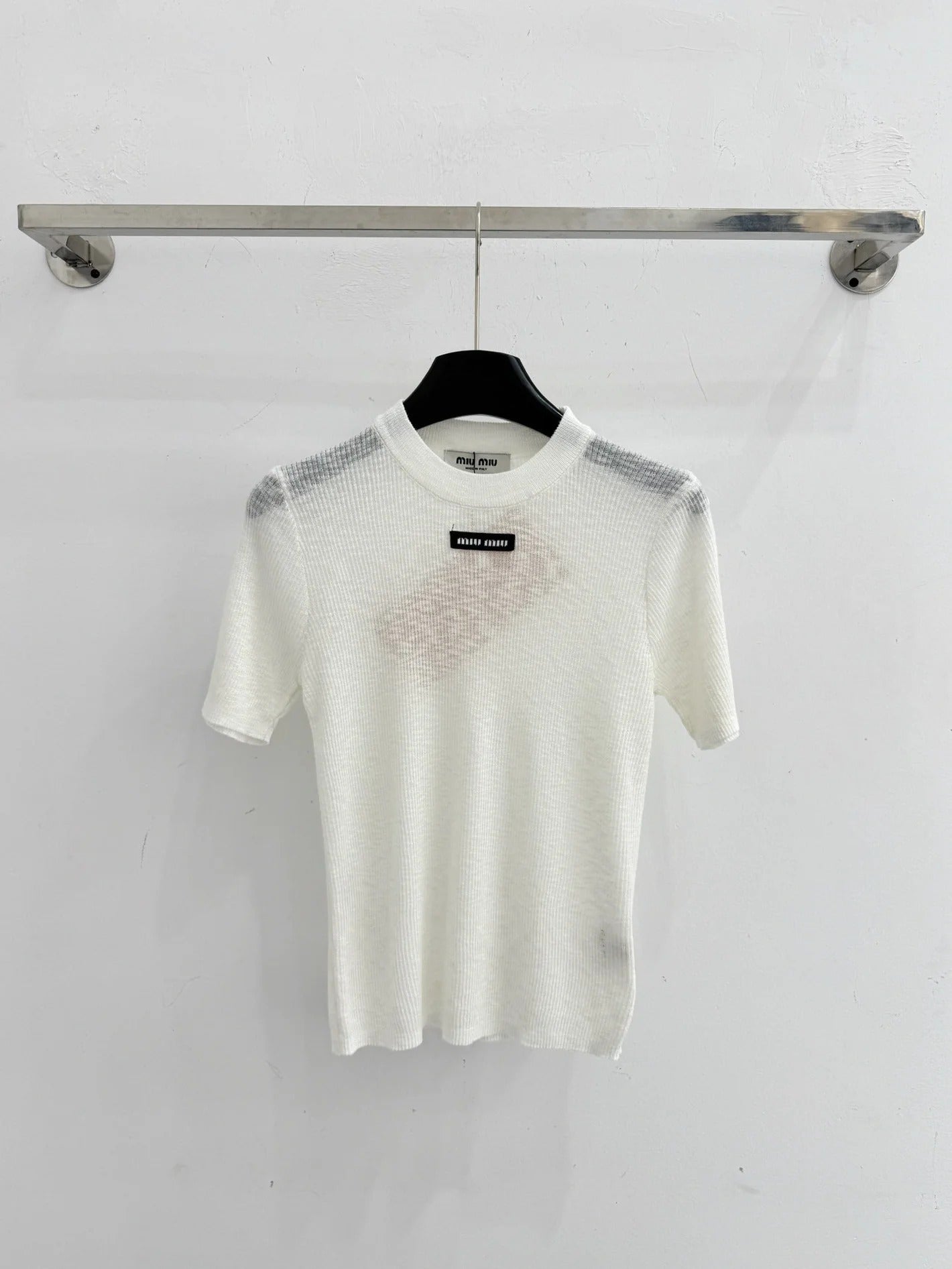 Miumiu 2026 Short-sleeved Knit Top Cotton 376693