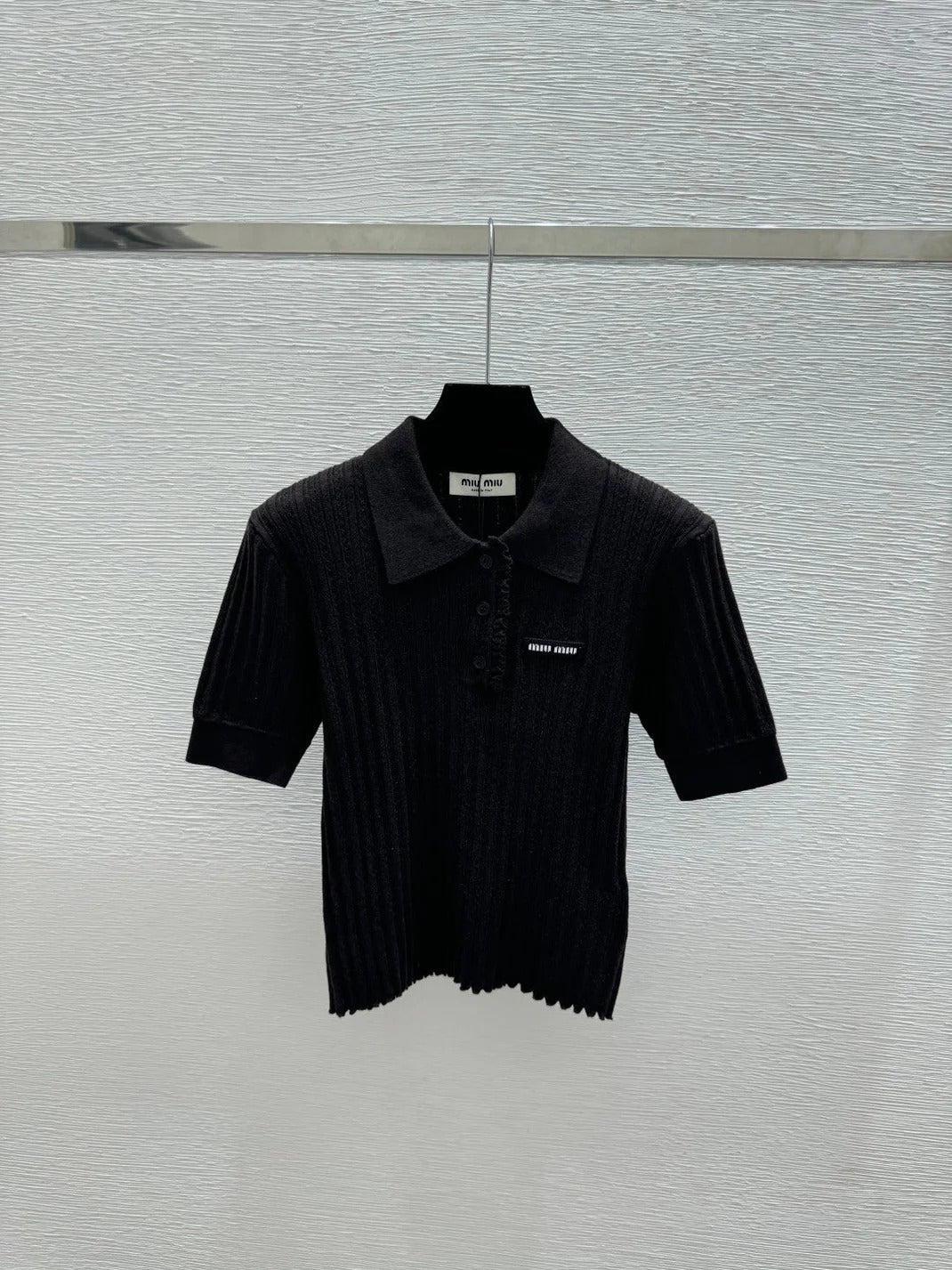 Miumiu 2026 Collared Knit Short-Sleeve Shirt Wool 516815