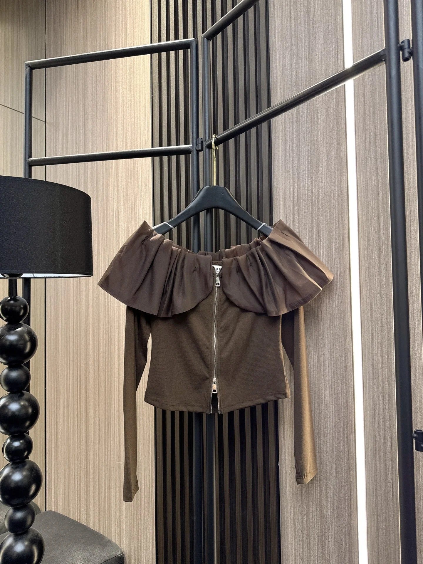 MIUMIU LONG-SLEEVE ZIP-UP TEE