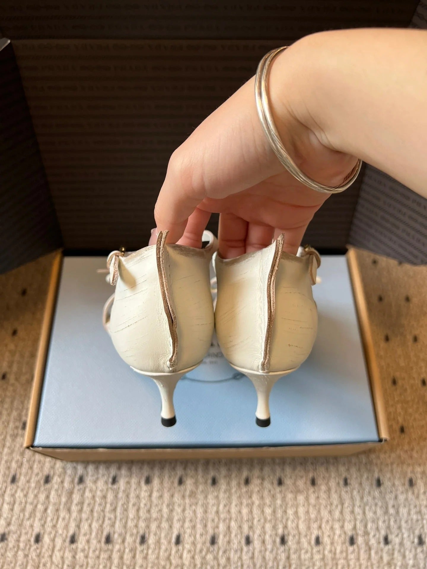 PRA 26S High-Heeled Sandals 60 White Cowhide 627447