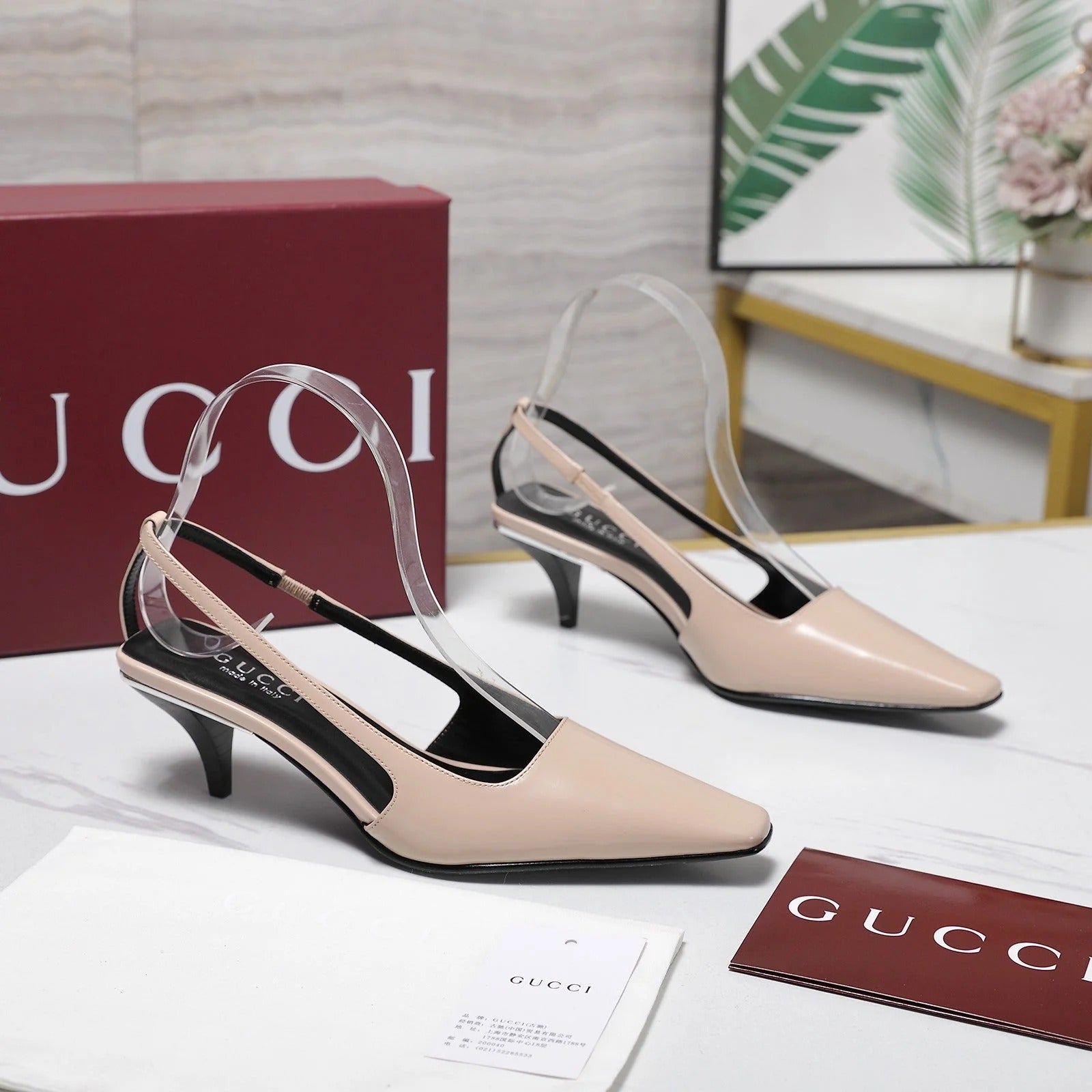 GG 26ss Slingback 60 Light Beige Sheepskin 601090