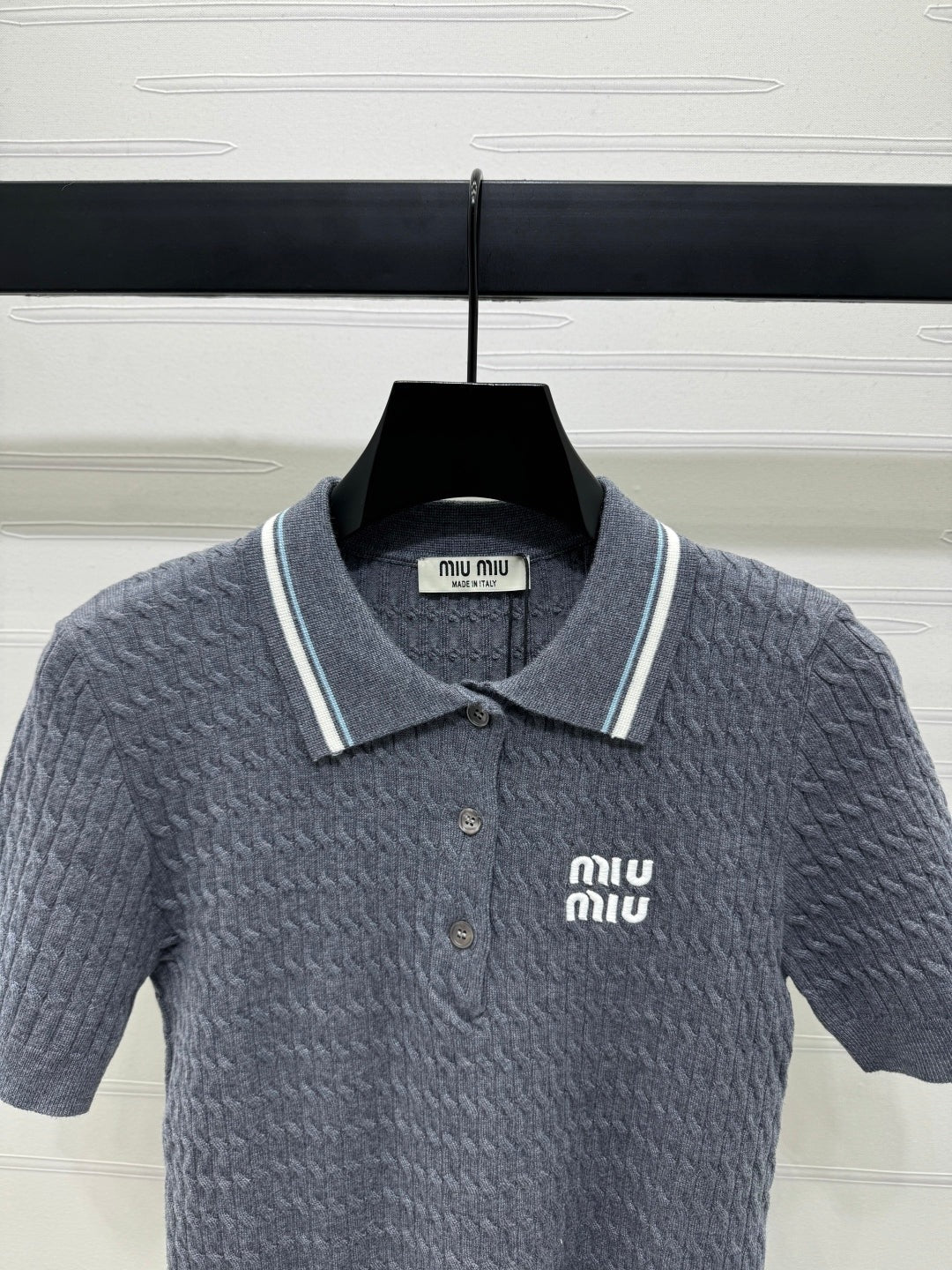 MIUMIU KNITTED POLO SHIRT WHITE 274839