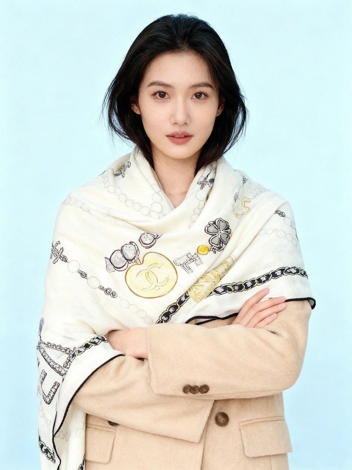 CHANEL 25S SCARF 135 CM IN CASHMERE SILK 941838