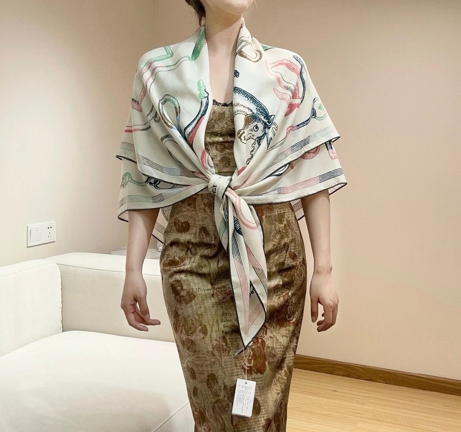 HERMES 25S SCARF 135 IN CASHMERE SILK 854593