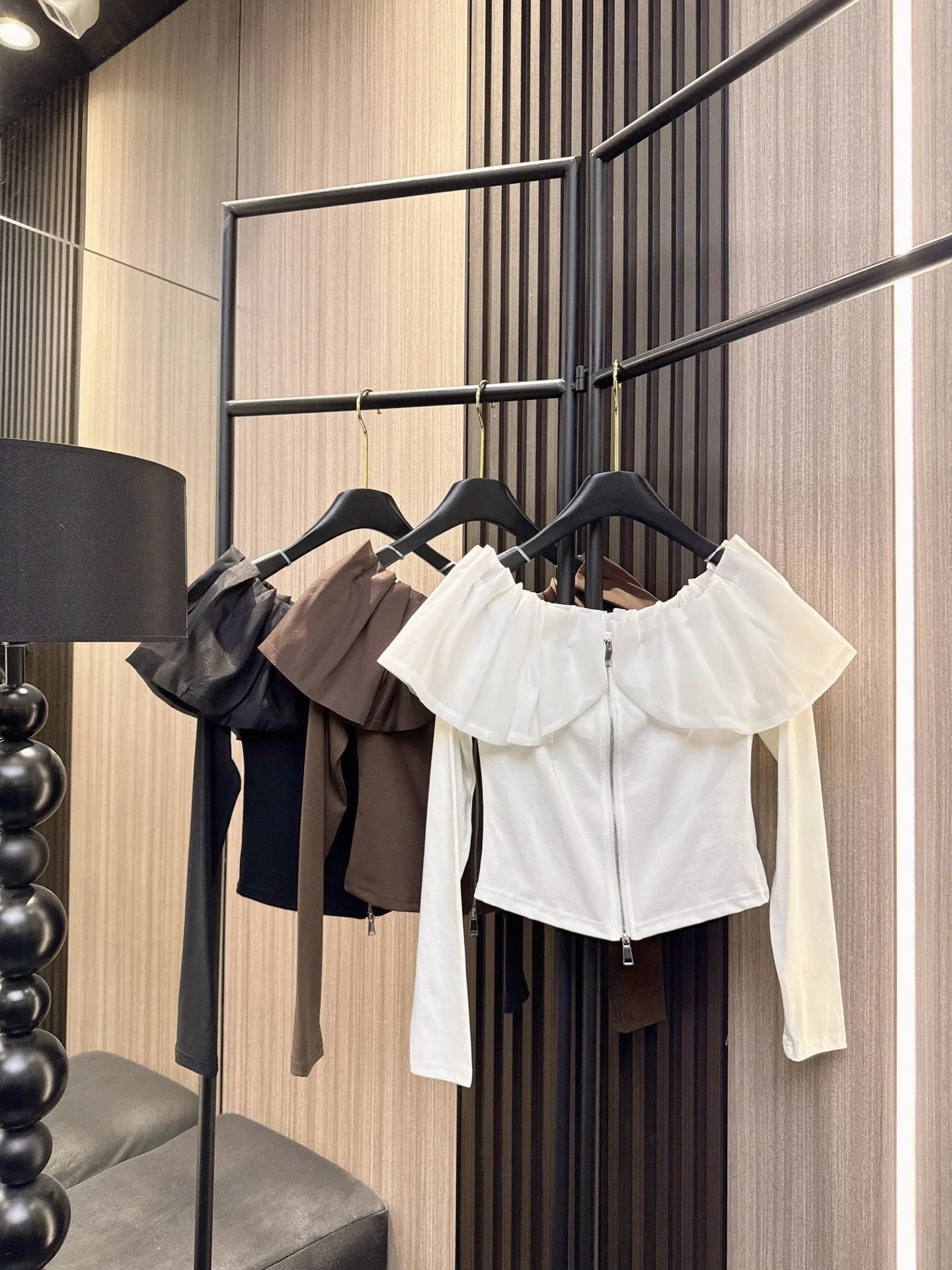 MIUMIU LONG-SLEEVE ZIP-UP TEE