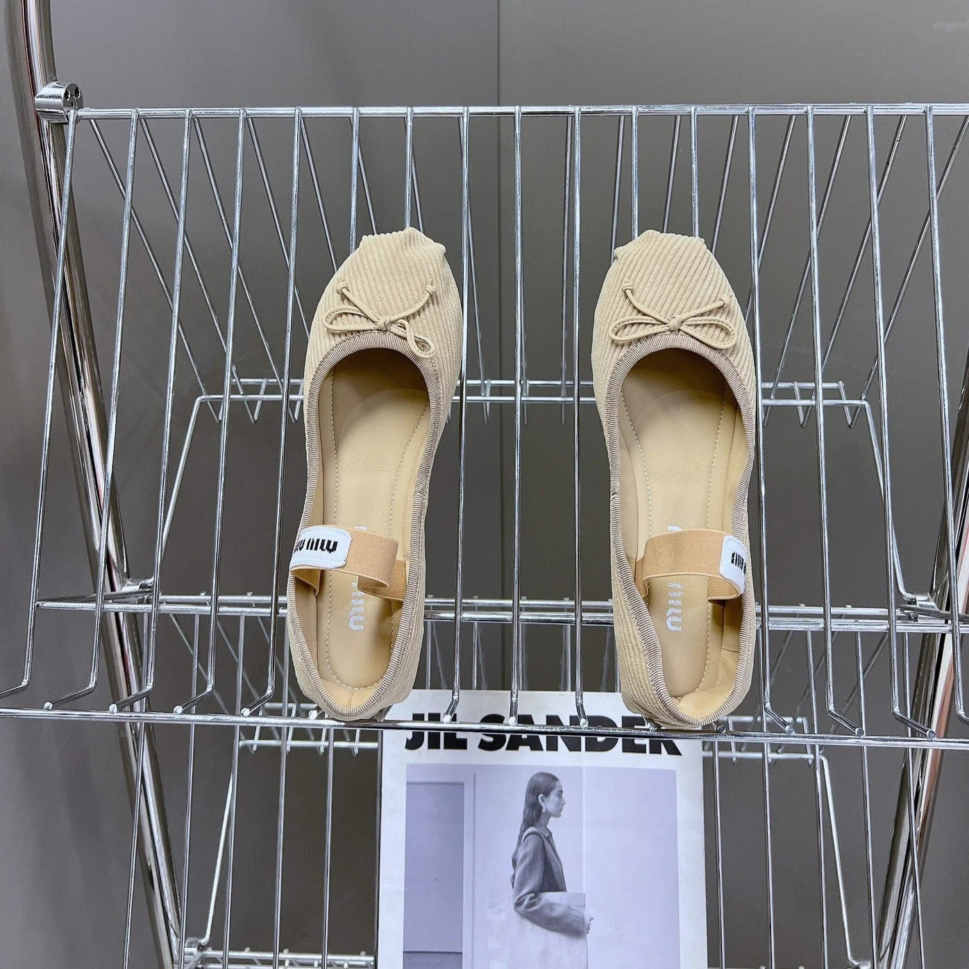 BALLET FLAT SHOES BEIGE SHEEPSKIN