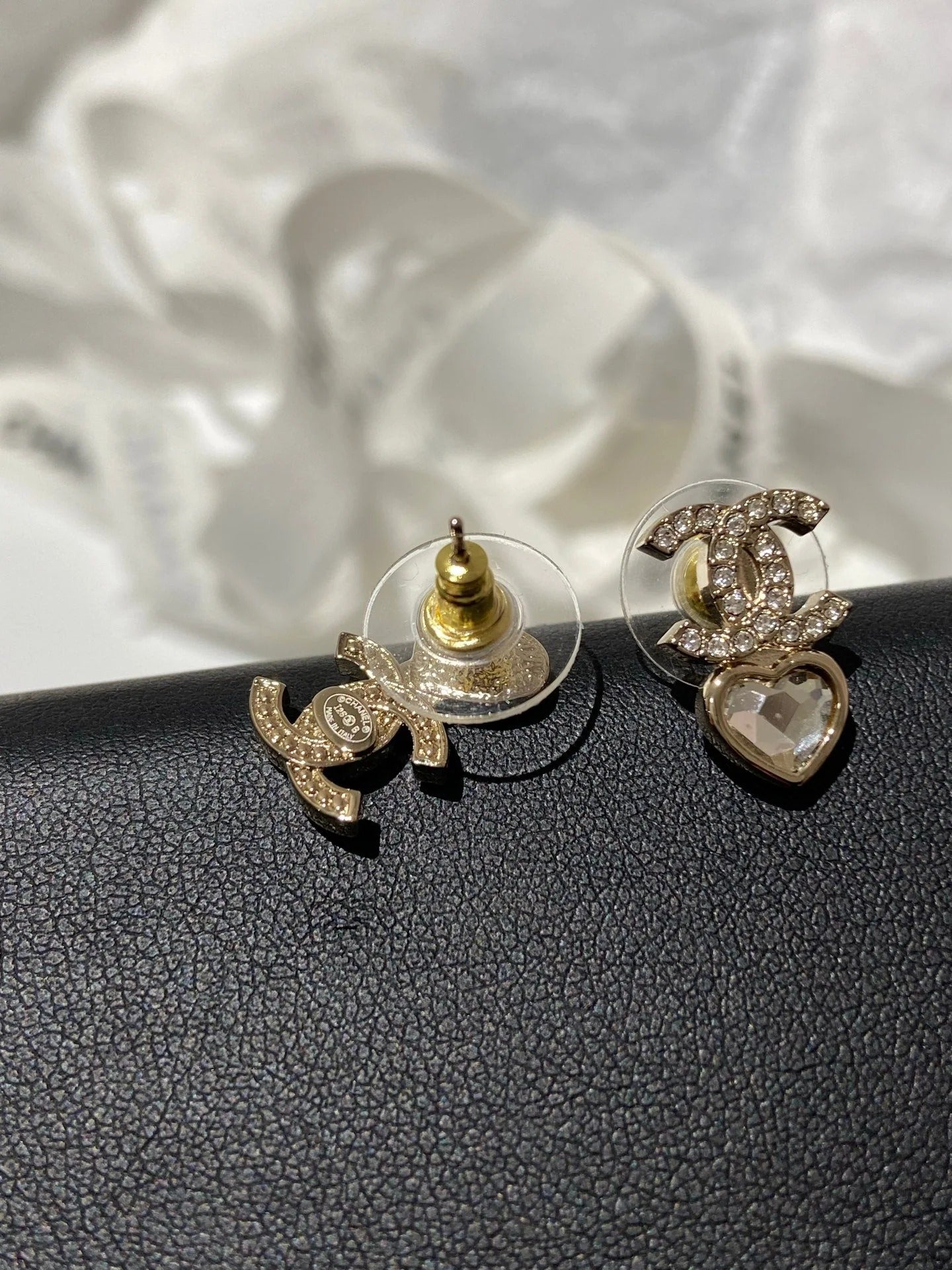 CC Asymmetrical Heart Gold Diamond Earrings