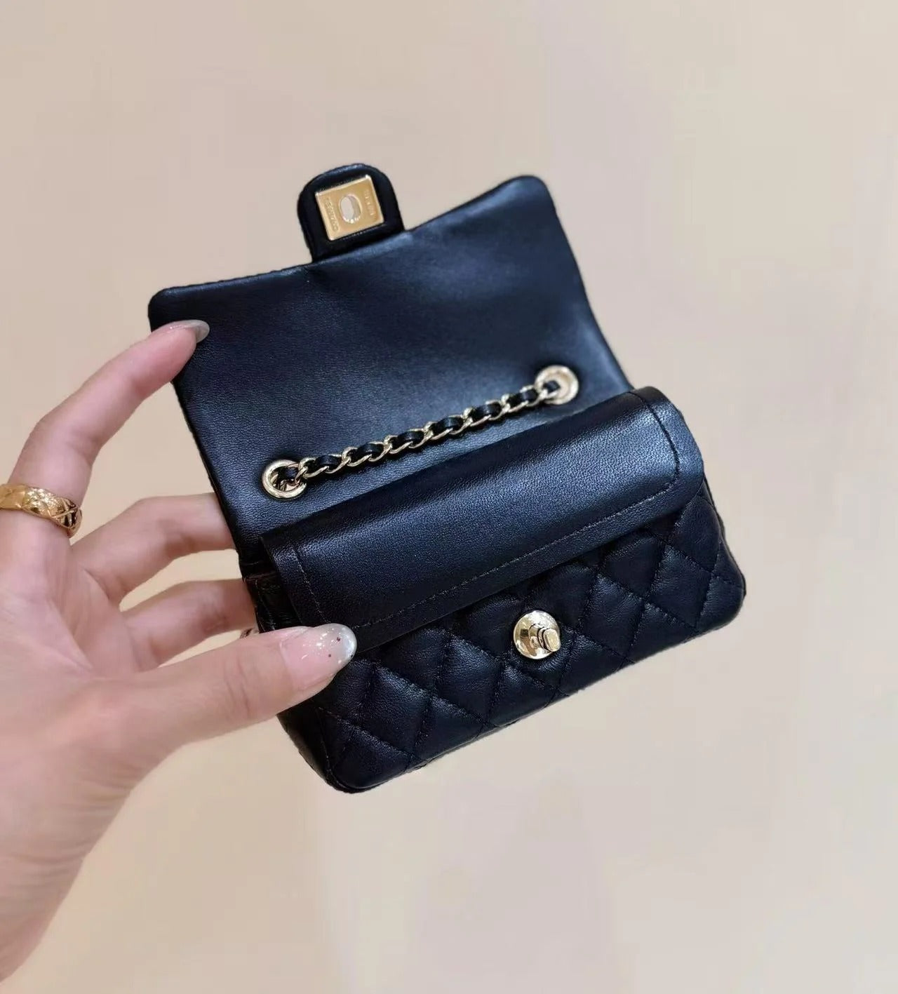 Chanel Mini Bag Black Sheepskin