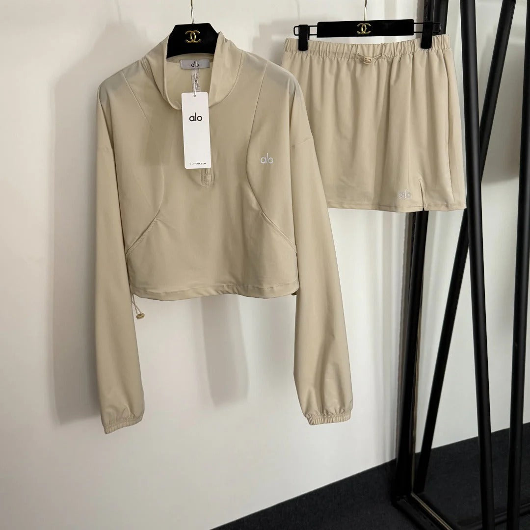 ALO LONG SLEEVE TOP & SPORTY SKIRT SET STYLE 77