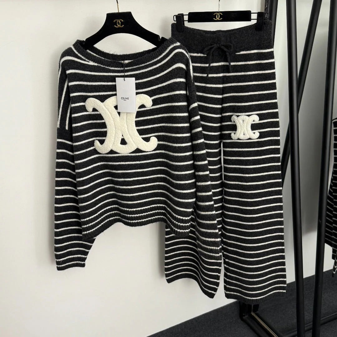 CELINE 25S SWEATER AND WIDE-LEG PANTS SET 0110