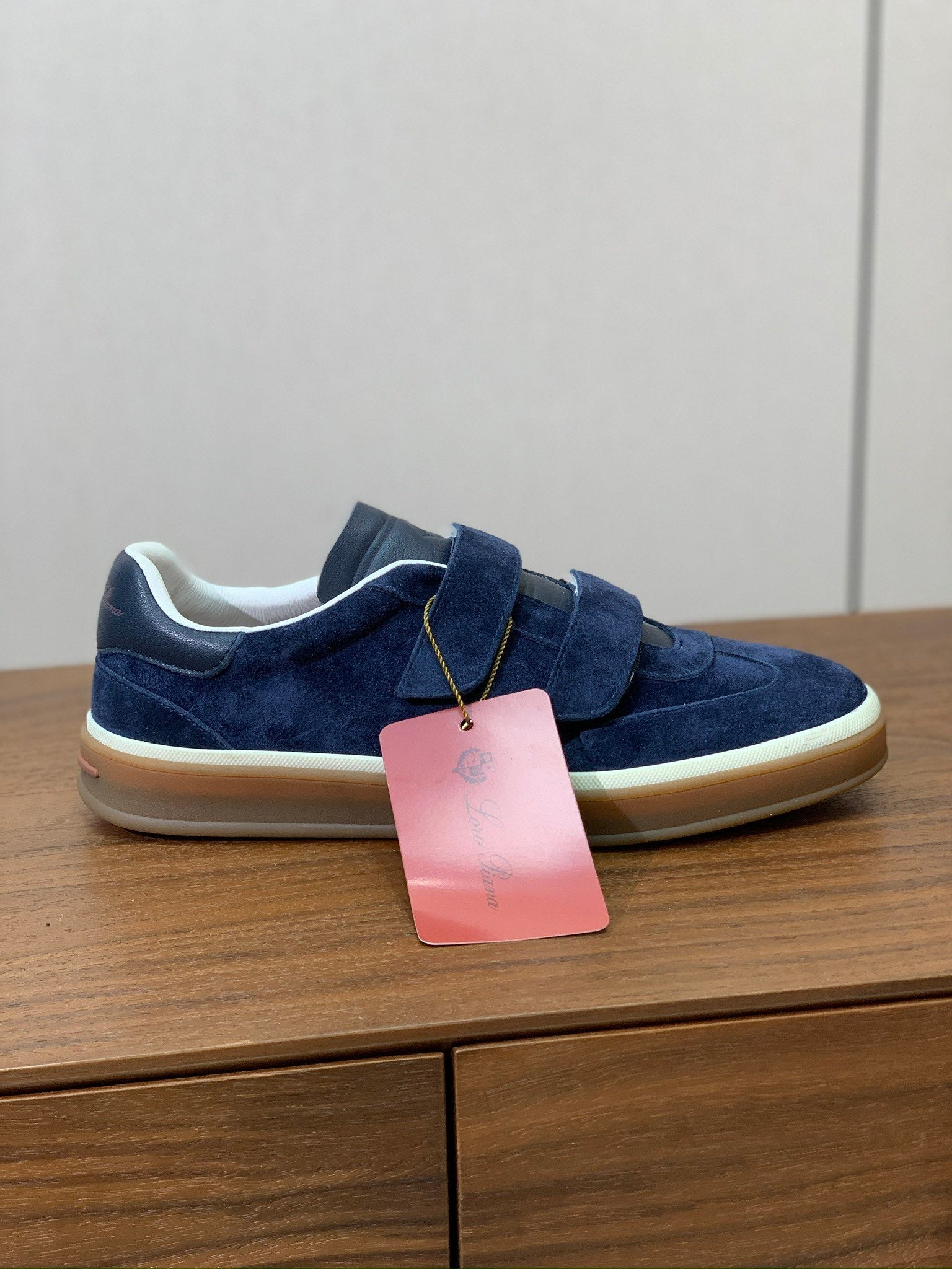 LP 26SS Velcro-strap Men Sneaker Blue Suede Leather 606506