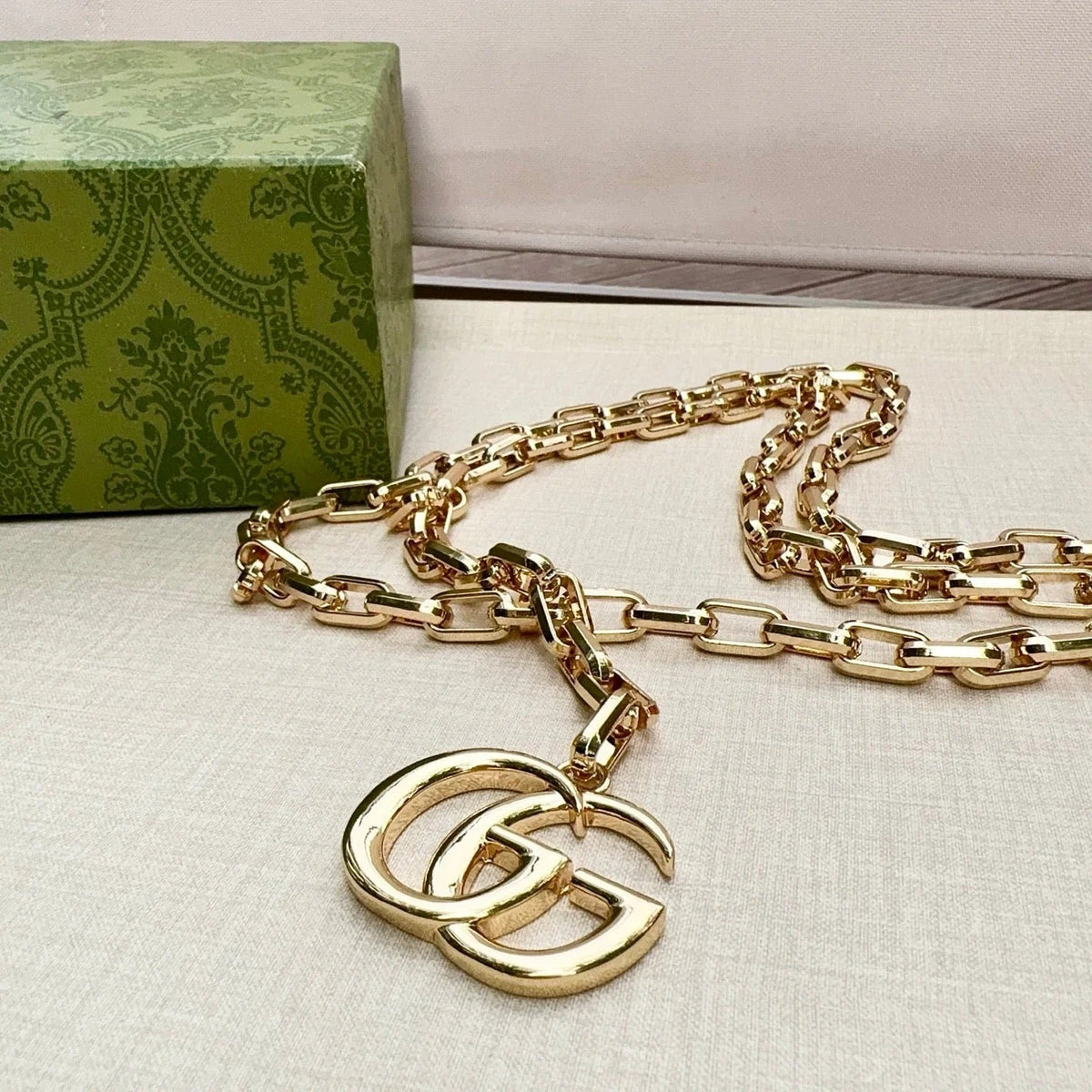Gucci 2026 Double G Charm Belt Gold 204543