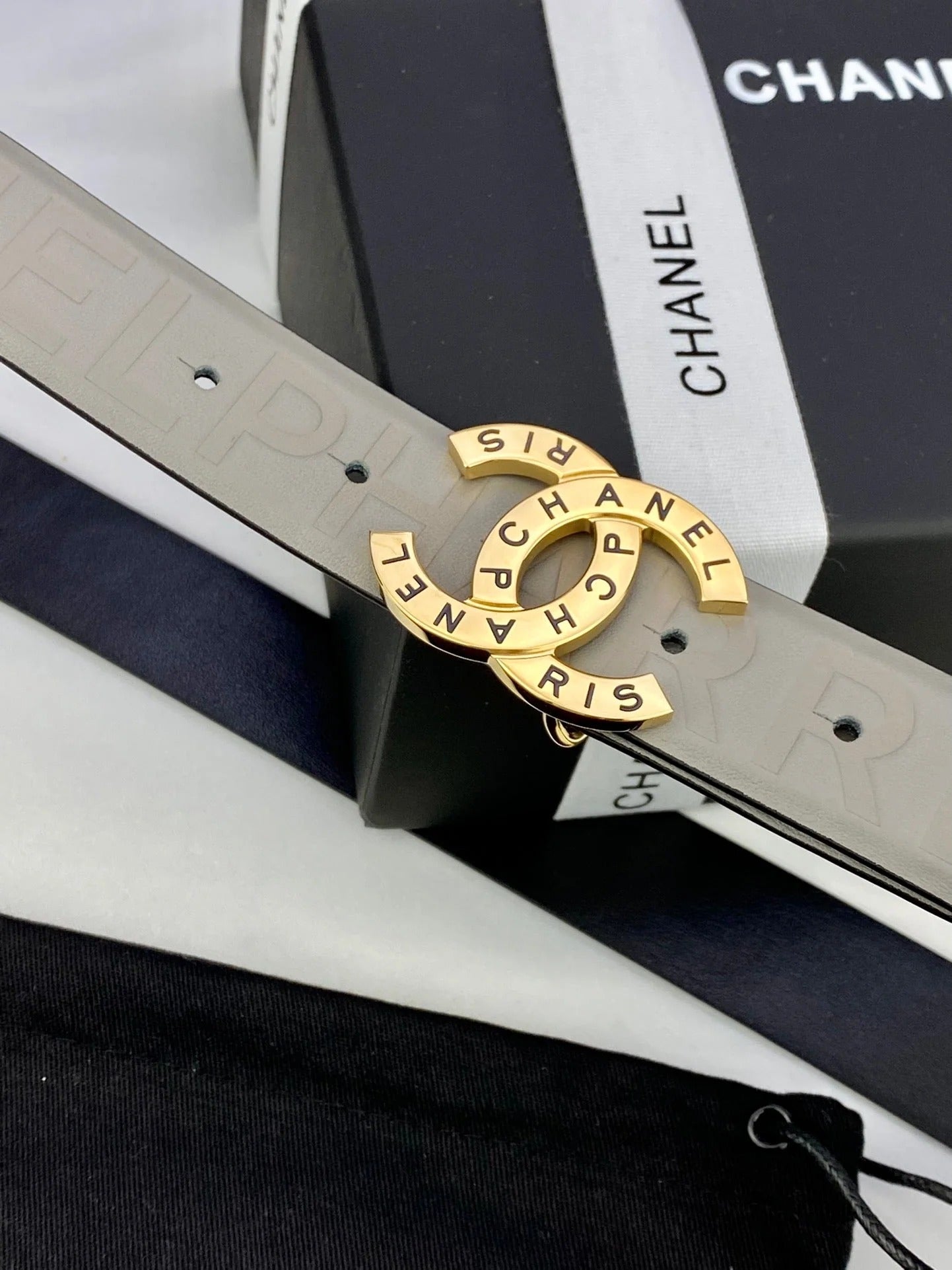 CC Women's Belt 3.0CM Charcoal Grey Cowhide 586500