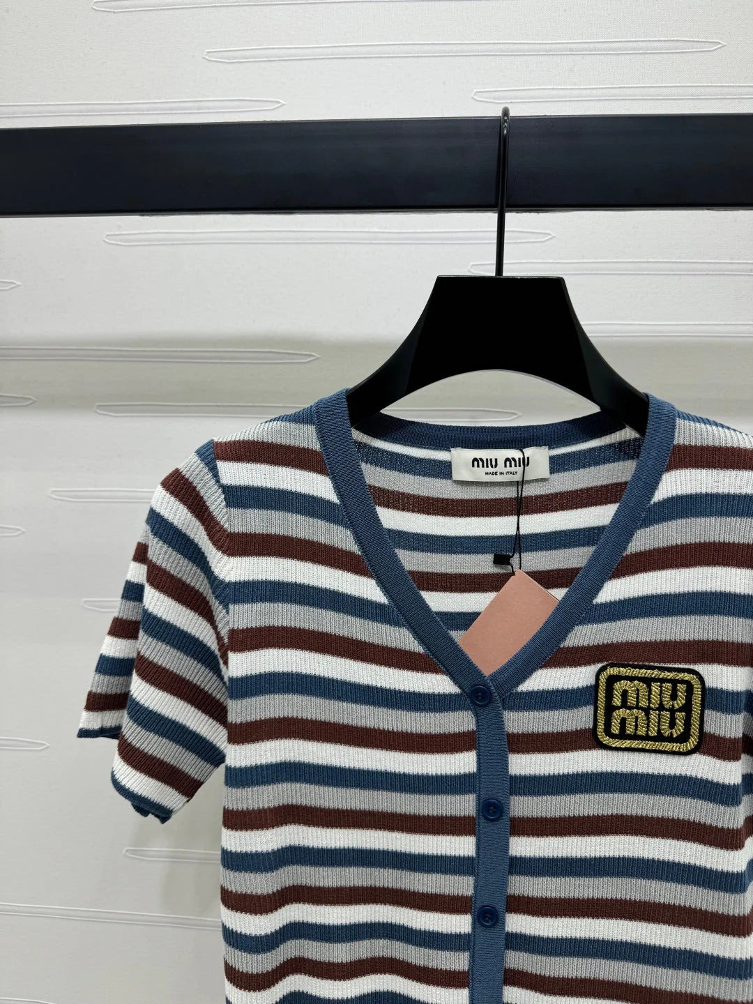 MIUMIU SHORT-SLEEVE KNIT CARDIGAN 274943