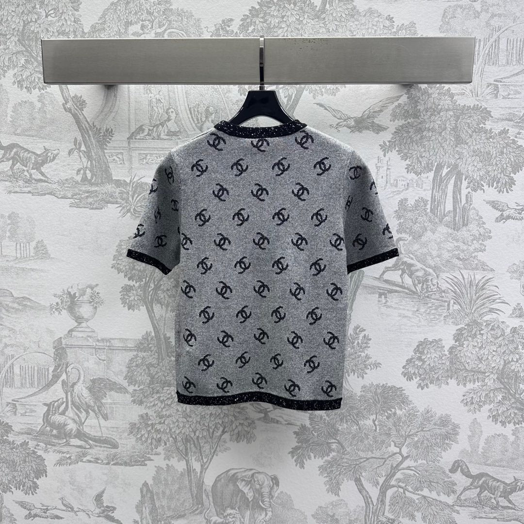 CHANEL GREY SHORT-SLEEVE TOP 263677