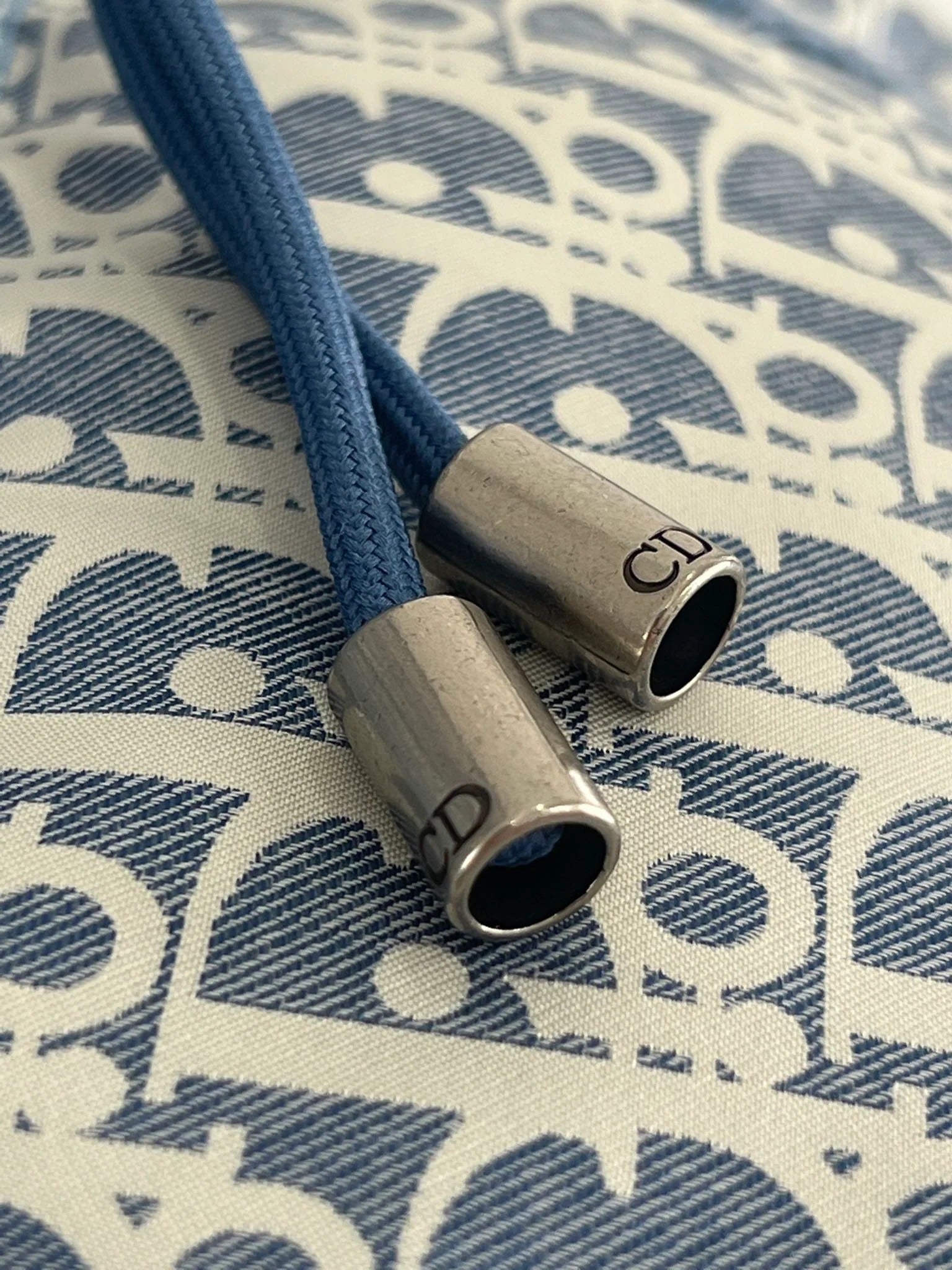 Dior 2026 Oblique Cropped Puffer Jacket Blue White Polyester Down