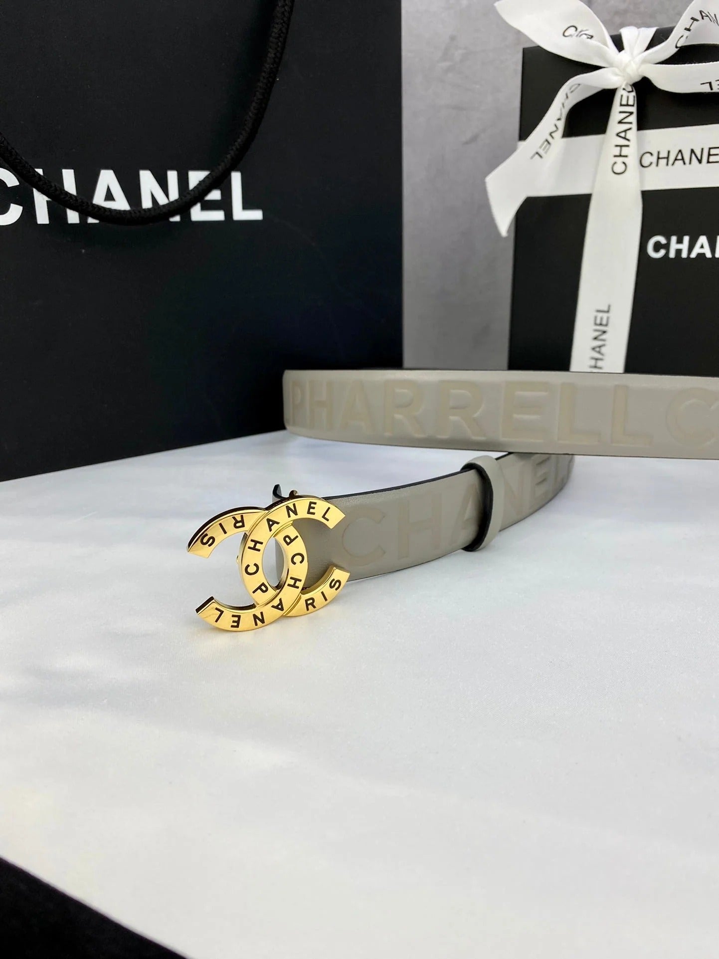 CC Women's Belt 3.0CM Charcoal Grey Cowhide 586500