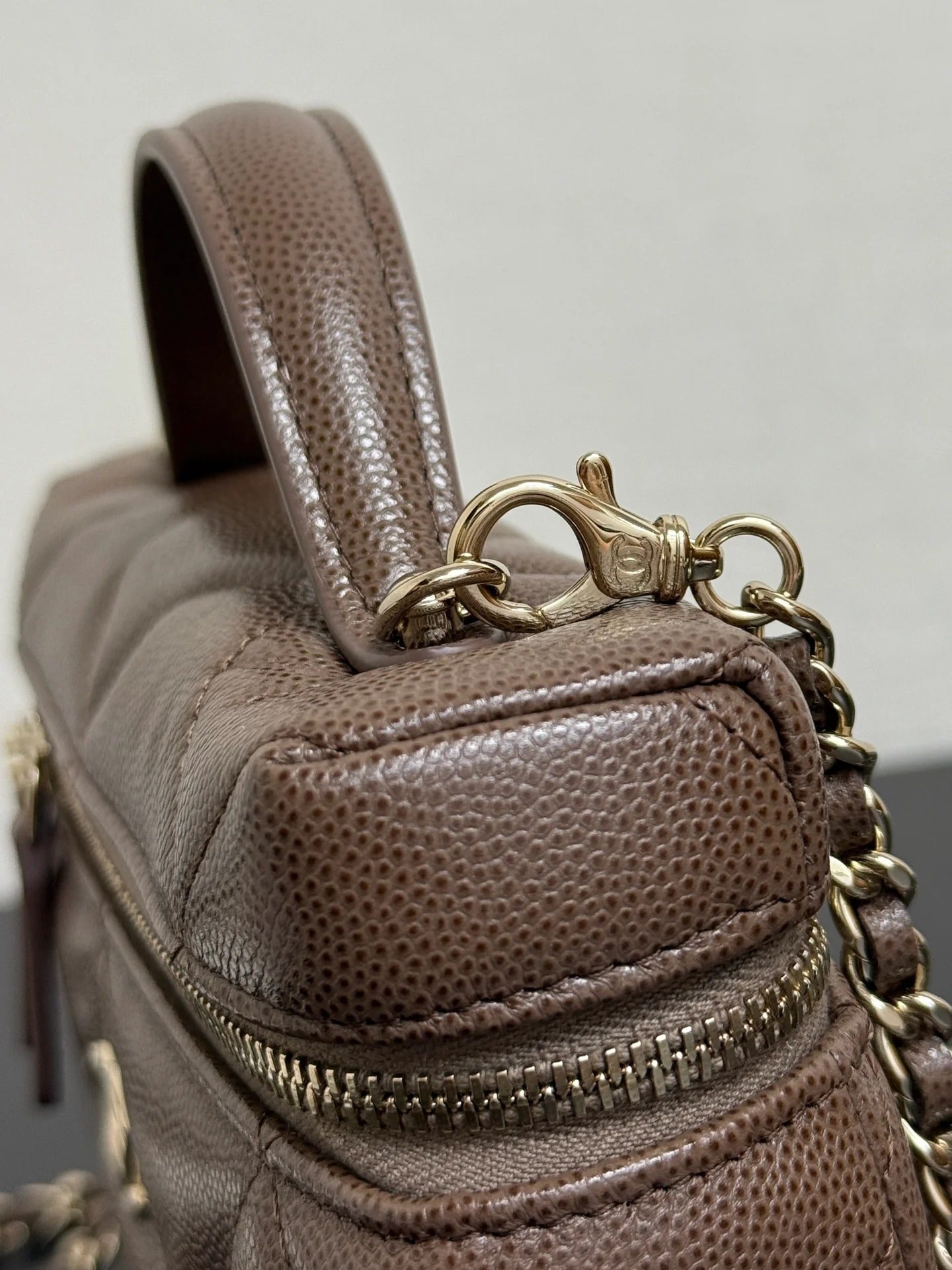 Chanel 2026 Vanity Bag Dark Brown Caviar Leather Gold Hardware