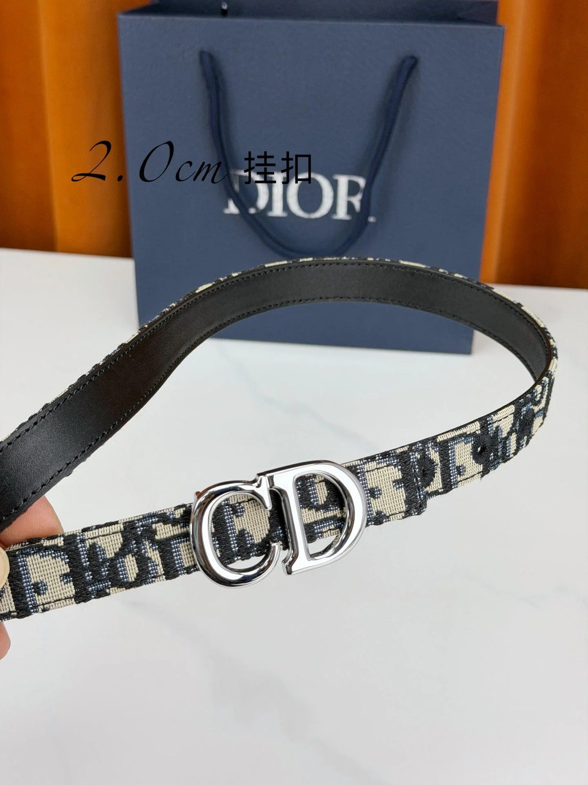 Dior 2026 Oblique CD Buckle Belt 20mm Fabric Leather